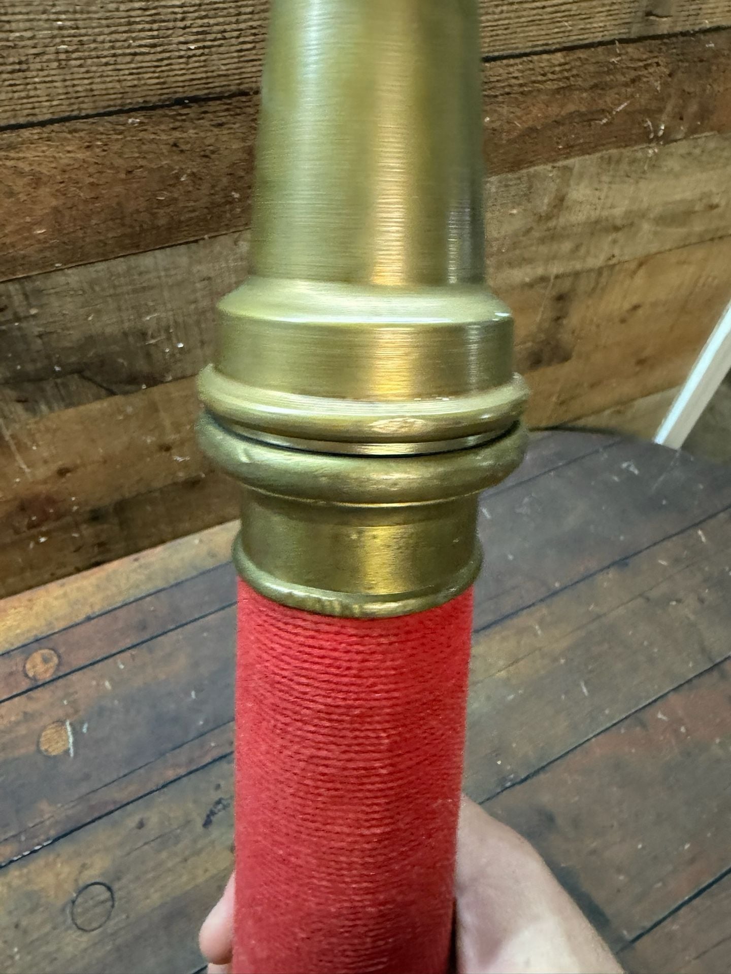 Vintage Boston Coupling Co Brass Fire Hose Nozzle Playpipe 30” Red Wrapped 11