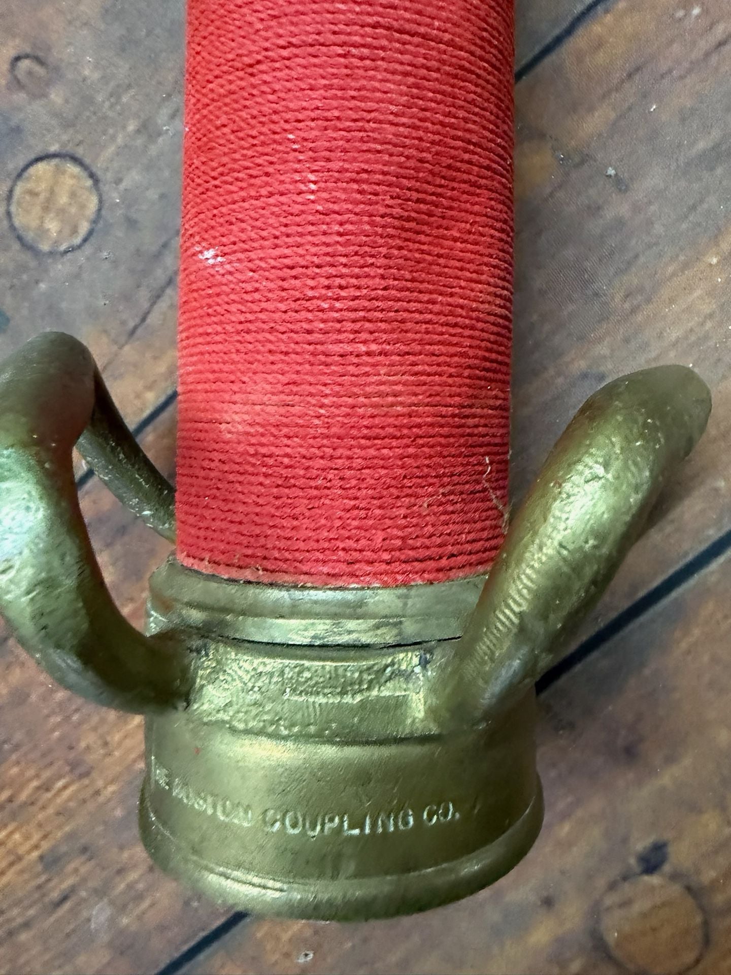 Vintage Boston Coupling Co Brass Fire Hose Nozzle Playpipe 30” Red Wrapped 12