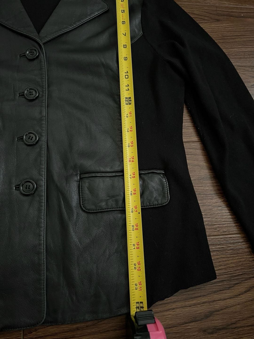 Vintage Anne Klein Leather Trim Jacket Size XL Black 7