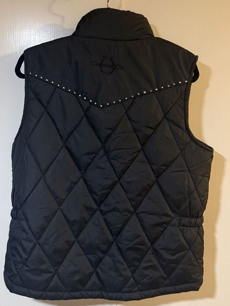 Cowgirl Up Quilted Rhinestone Vest Black 8