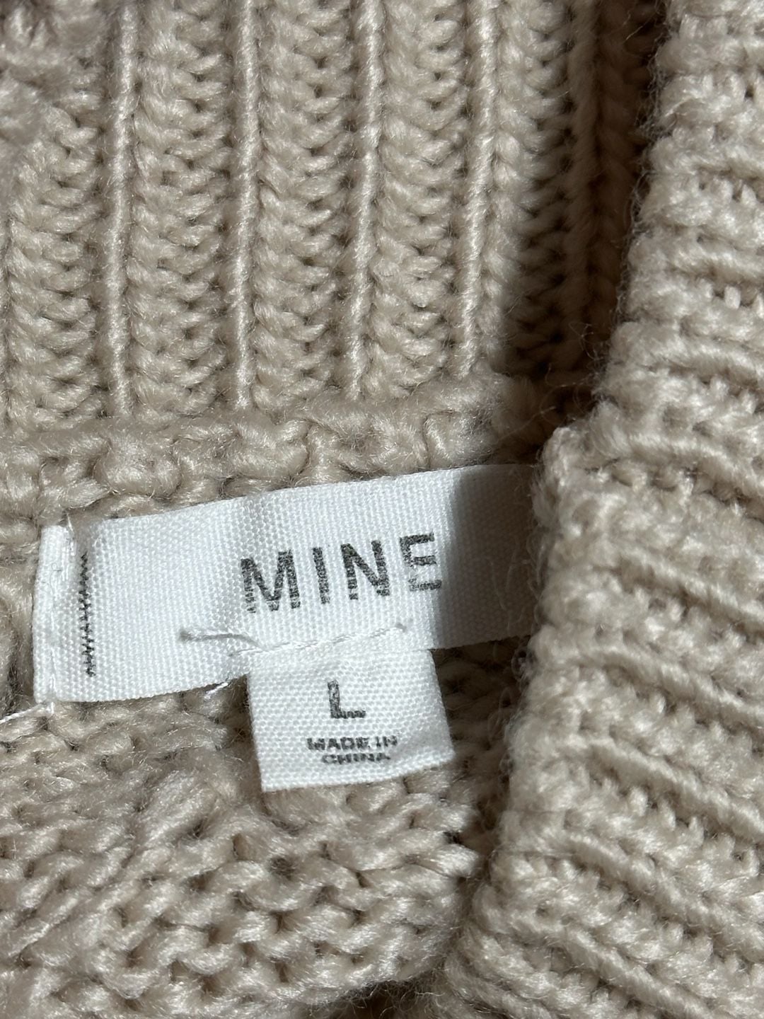 MINE Sweater Size L Brown Beige Striped Mock Neck Knit Pullover 4