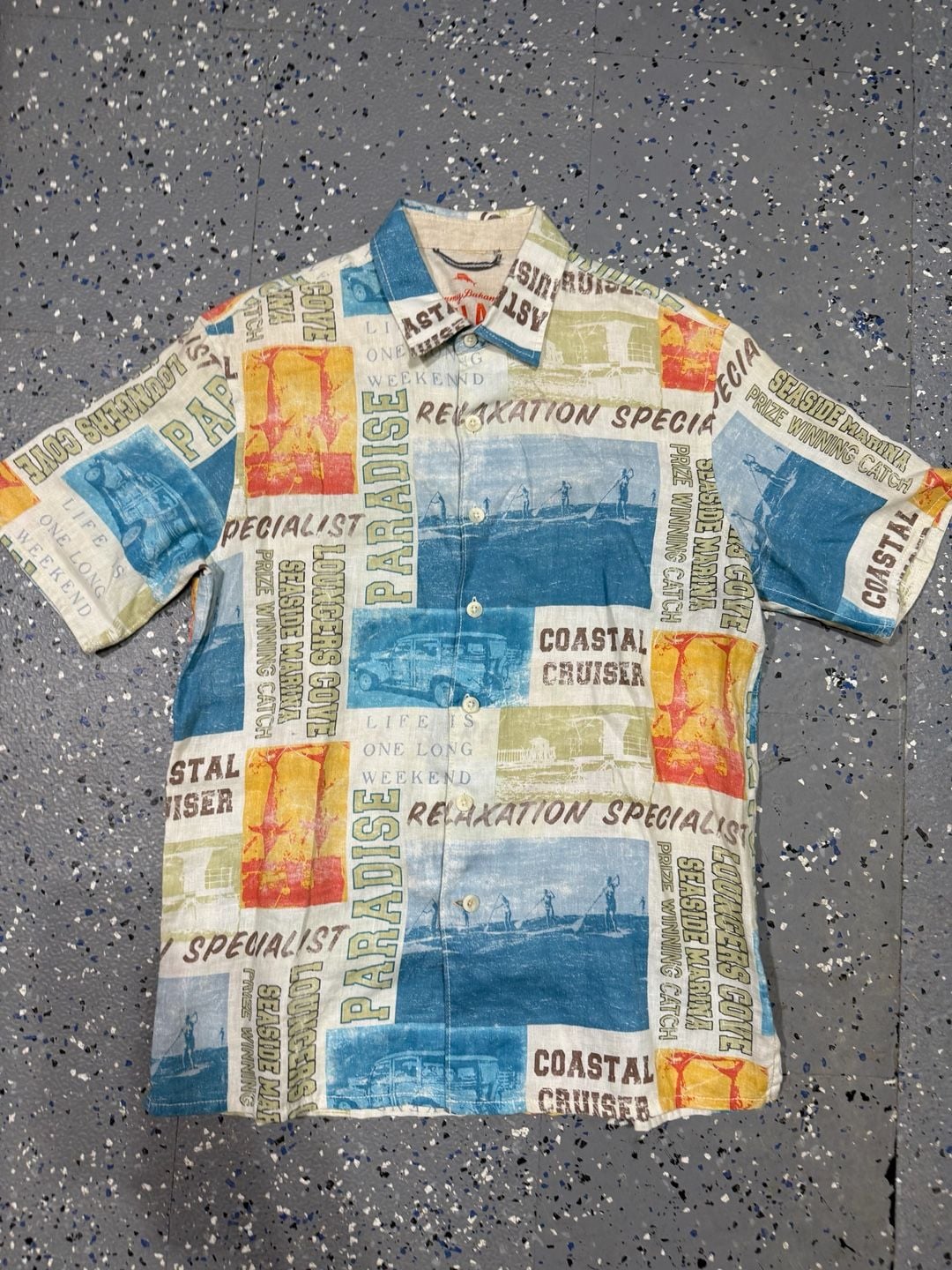 Tommy Bahama Relax Linen Button Up Shirt Size M Multicolored 9