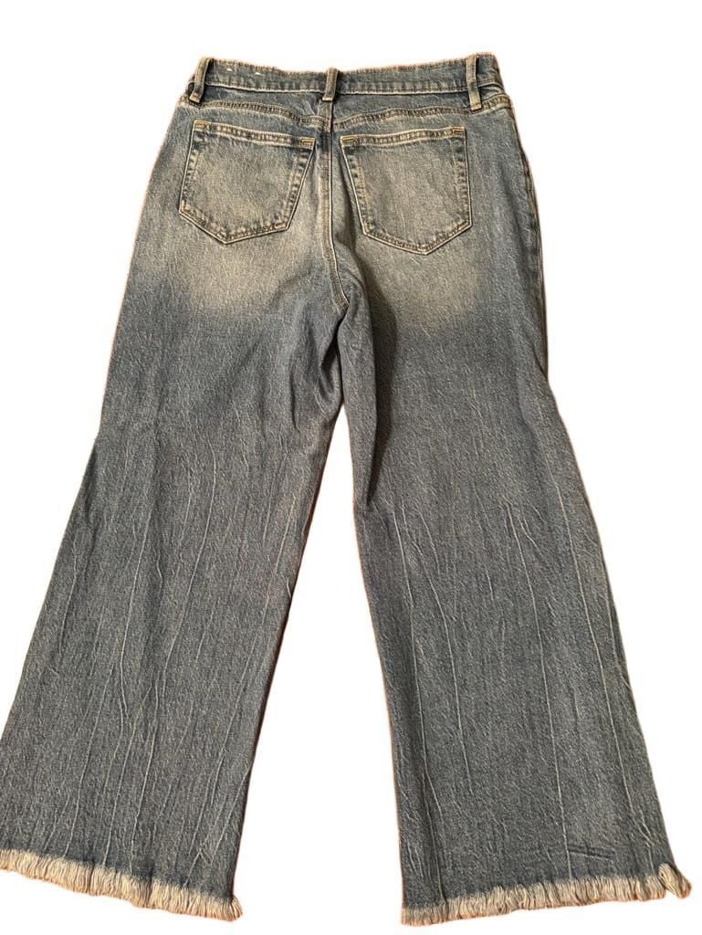 LOFT Wide Leg Jeans Size 27/4 Blue Denim Raw Hem h74 7
