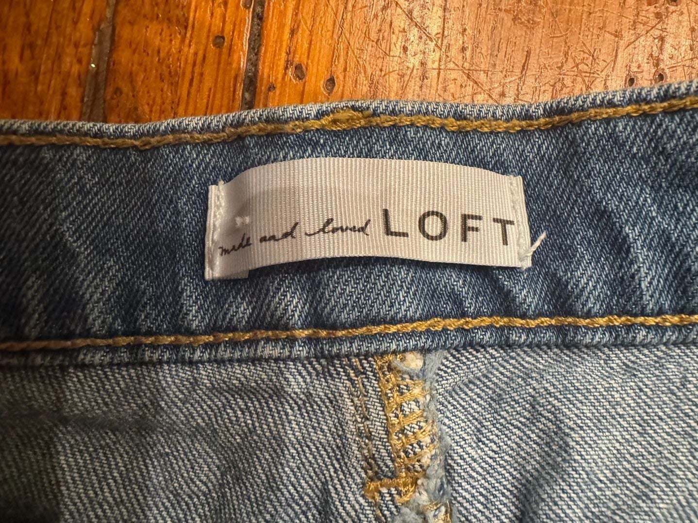 LOFT Wide Leg Jeans Size 27/4 Blue Denim Raw Hem h74 6