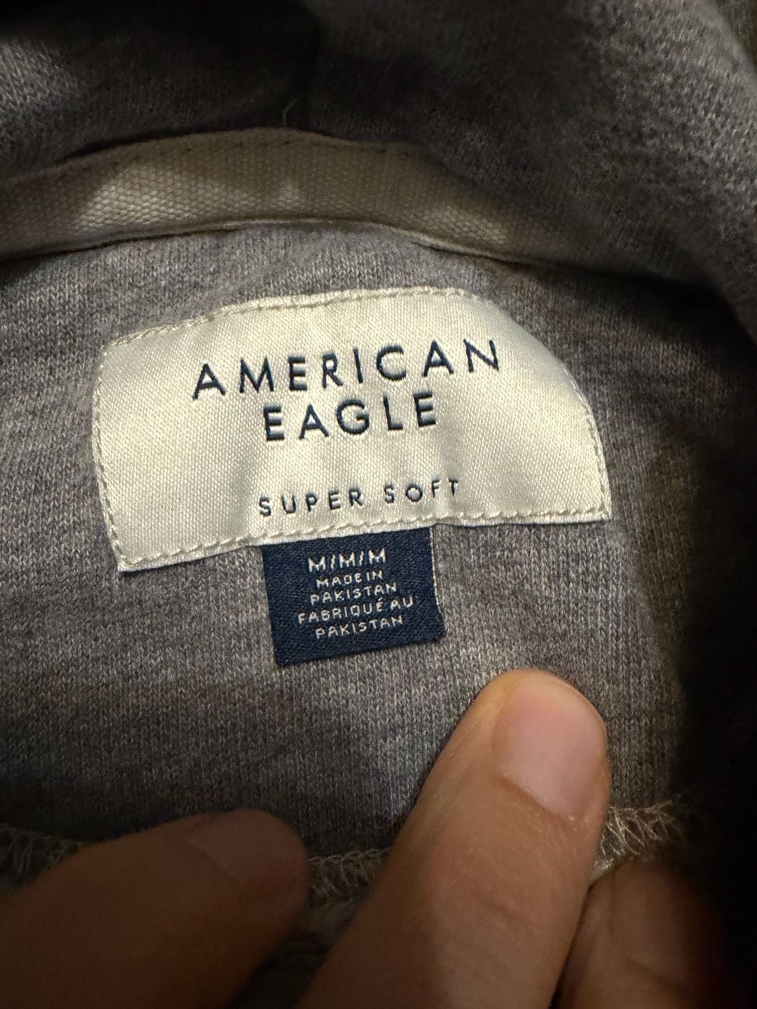 American Eagle Super Soft Hoodie Size M Gray Logo Pullover Sweatshirt 6
