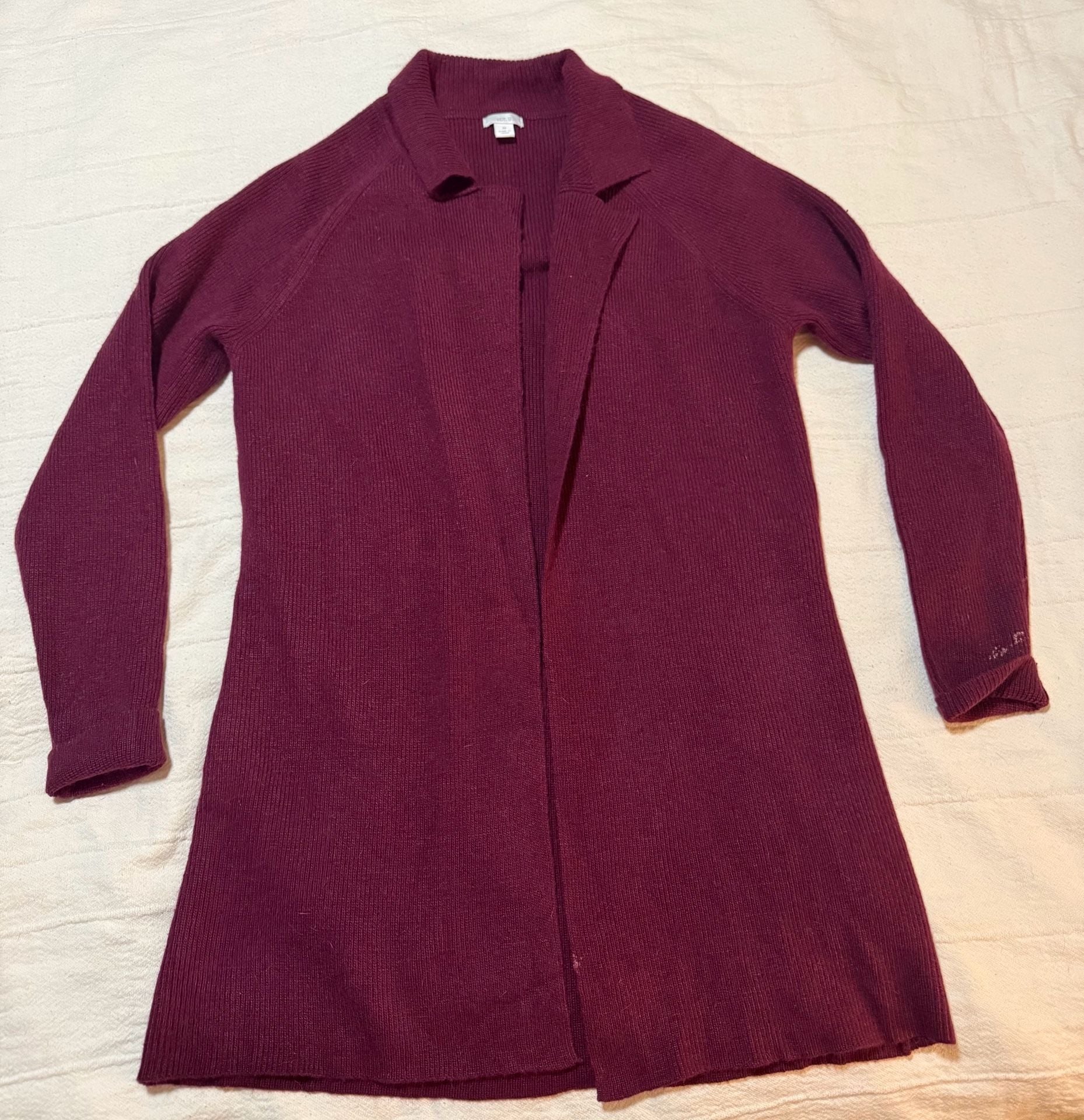 Apt. 9 Open Cardigan Sweater Size M Burgundy Ribbed Collar 2