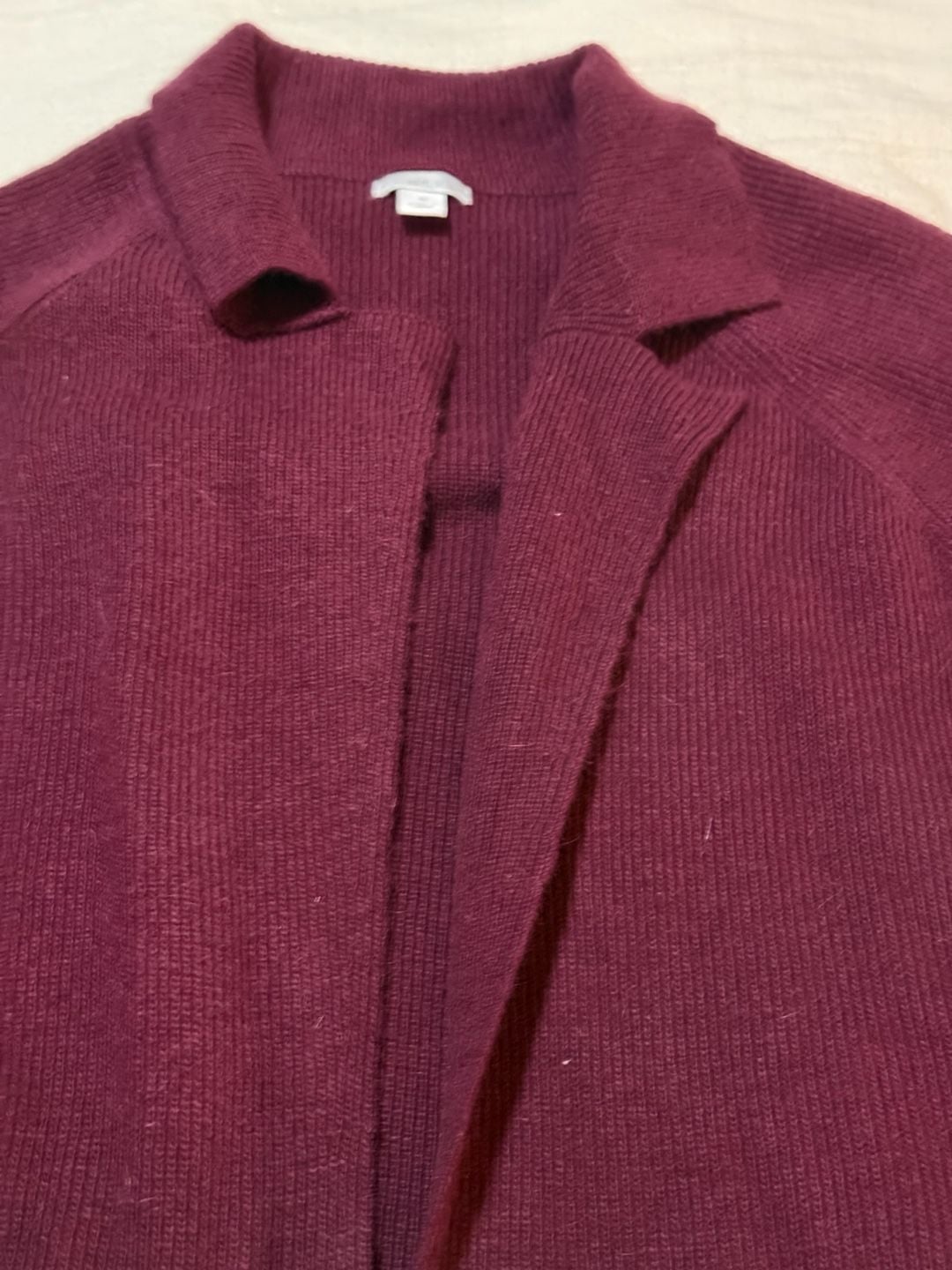 Apt. 9 Open Cardigan Sweater Size M Burgundy Ribbed Collar 7
