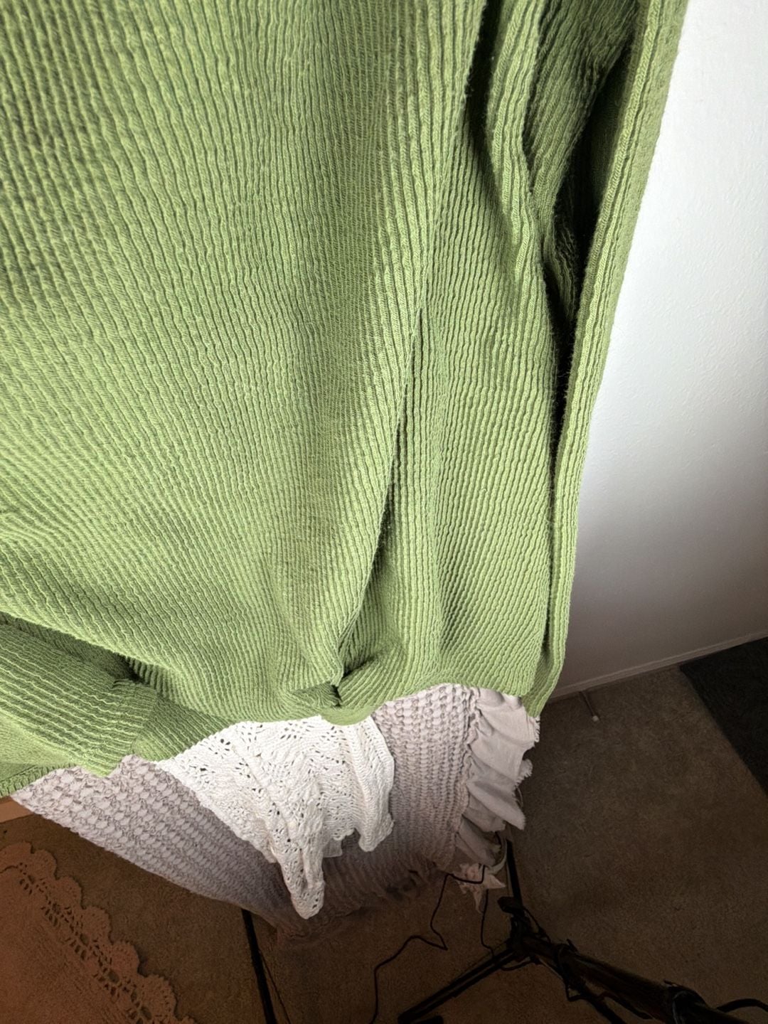 Madewell Thermal Top Size XL Green Waffle Knit Long Sleeve Shirt 2