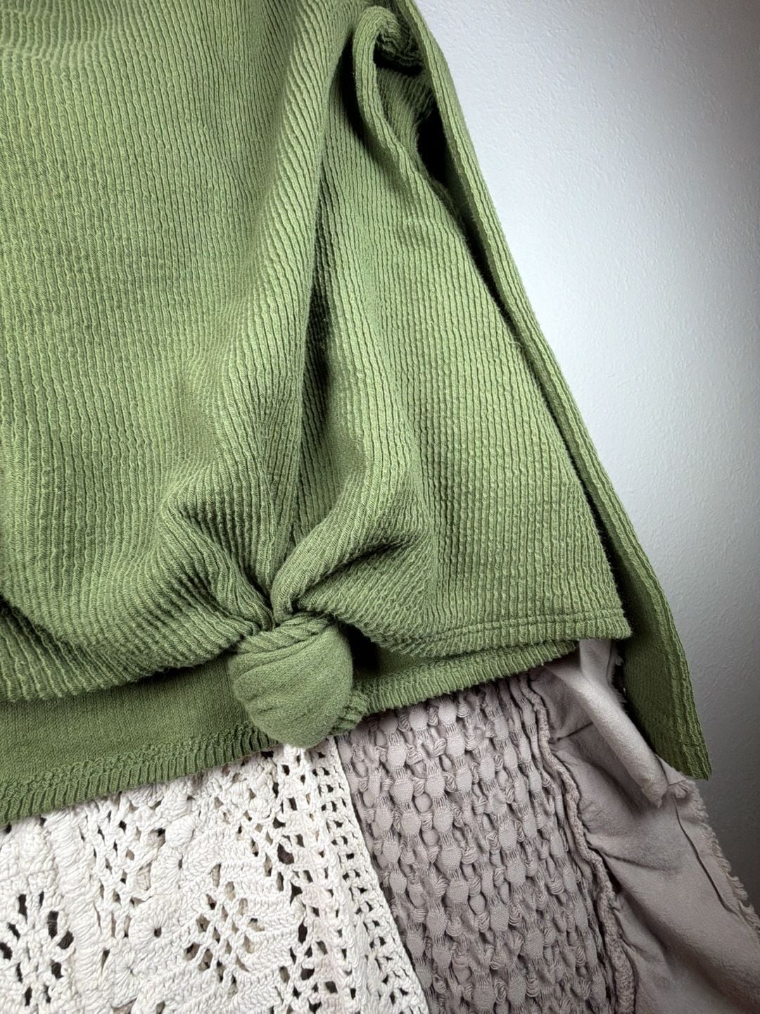 Madewell Thermal Top Size XL Green Waffle Knit Long Sleeve Shirt 4