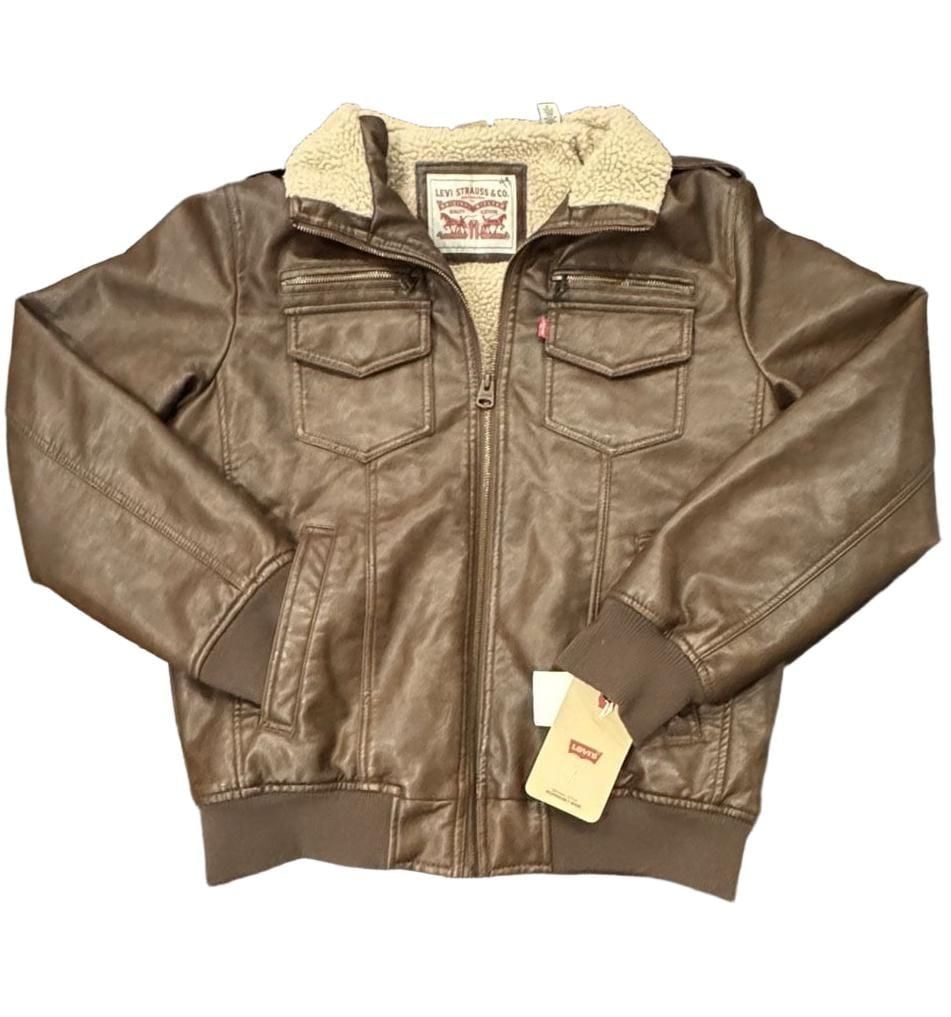 Levi's Faux Leather Bomber Jacket Brown 2