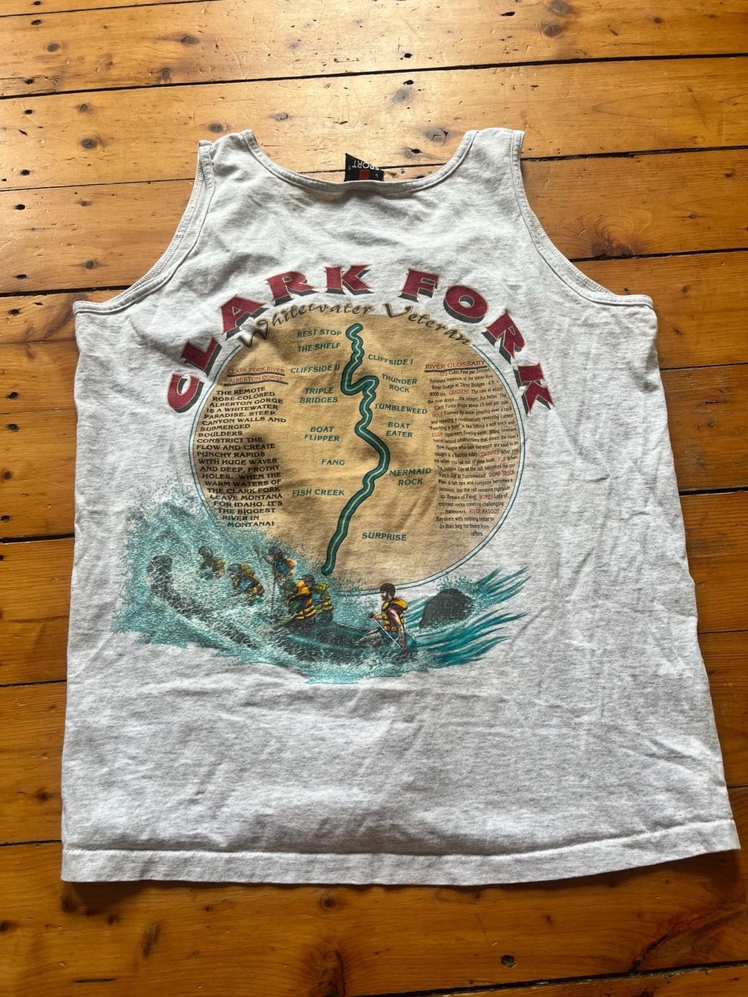 Vtg 90s Signal Sport Clark Fork River Whitewater Tank Top Large Single Stitch 2