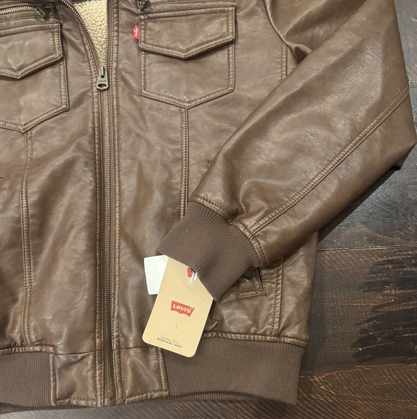 Levi's Faux Leather Bomber Jacket Brown 4