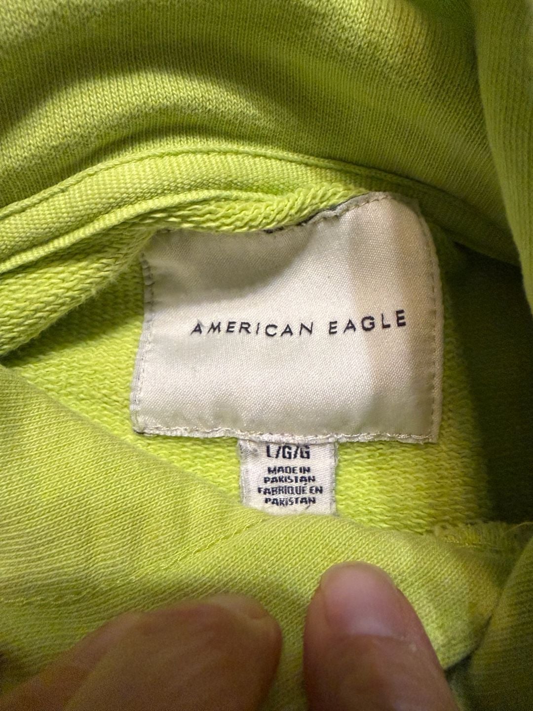 American Eagle Hoodie Size L Lime Green Logo Pullover Sweatshirt 4