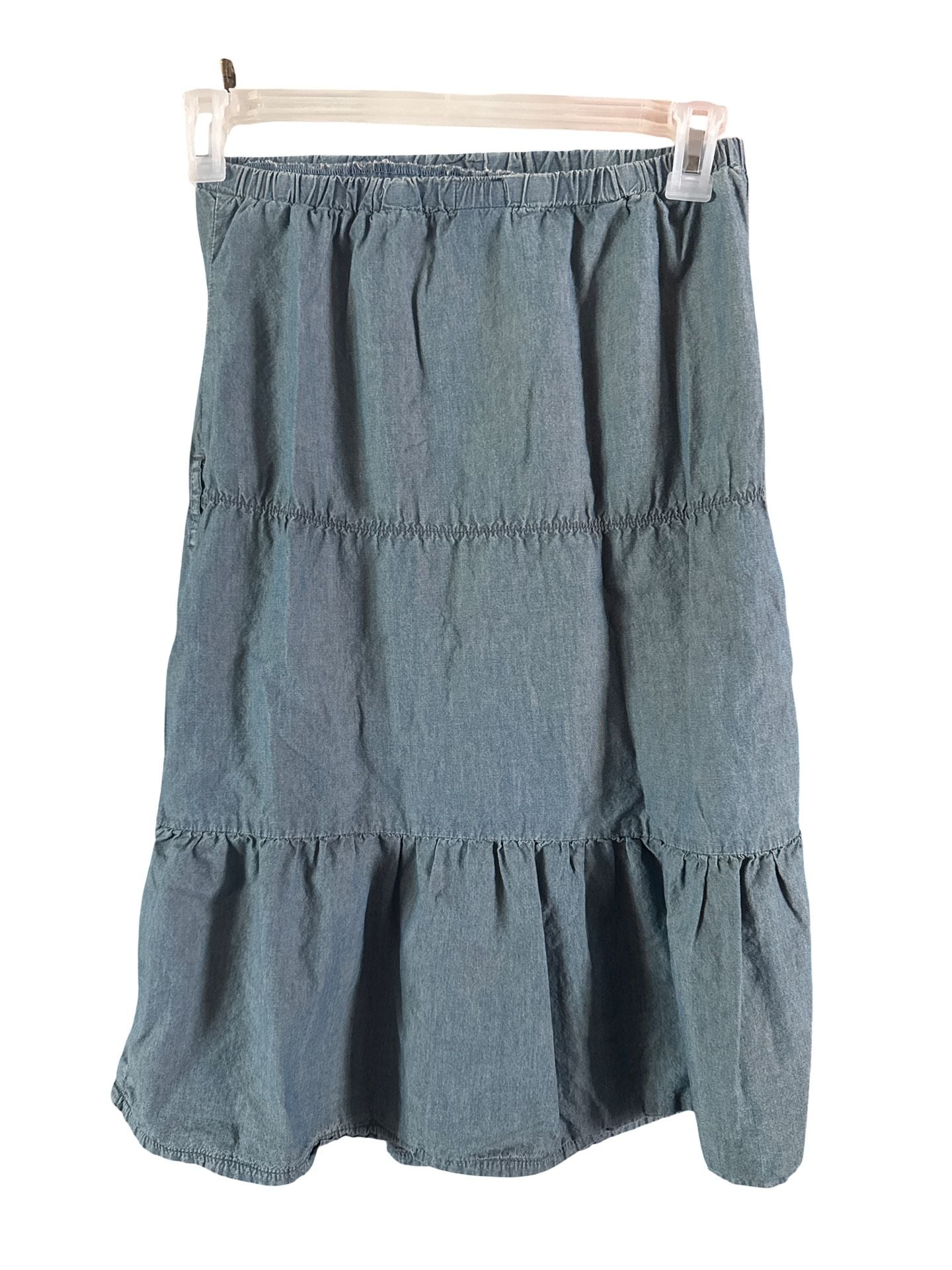 Asphalt Tiered Midi Skirt Blue 1