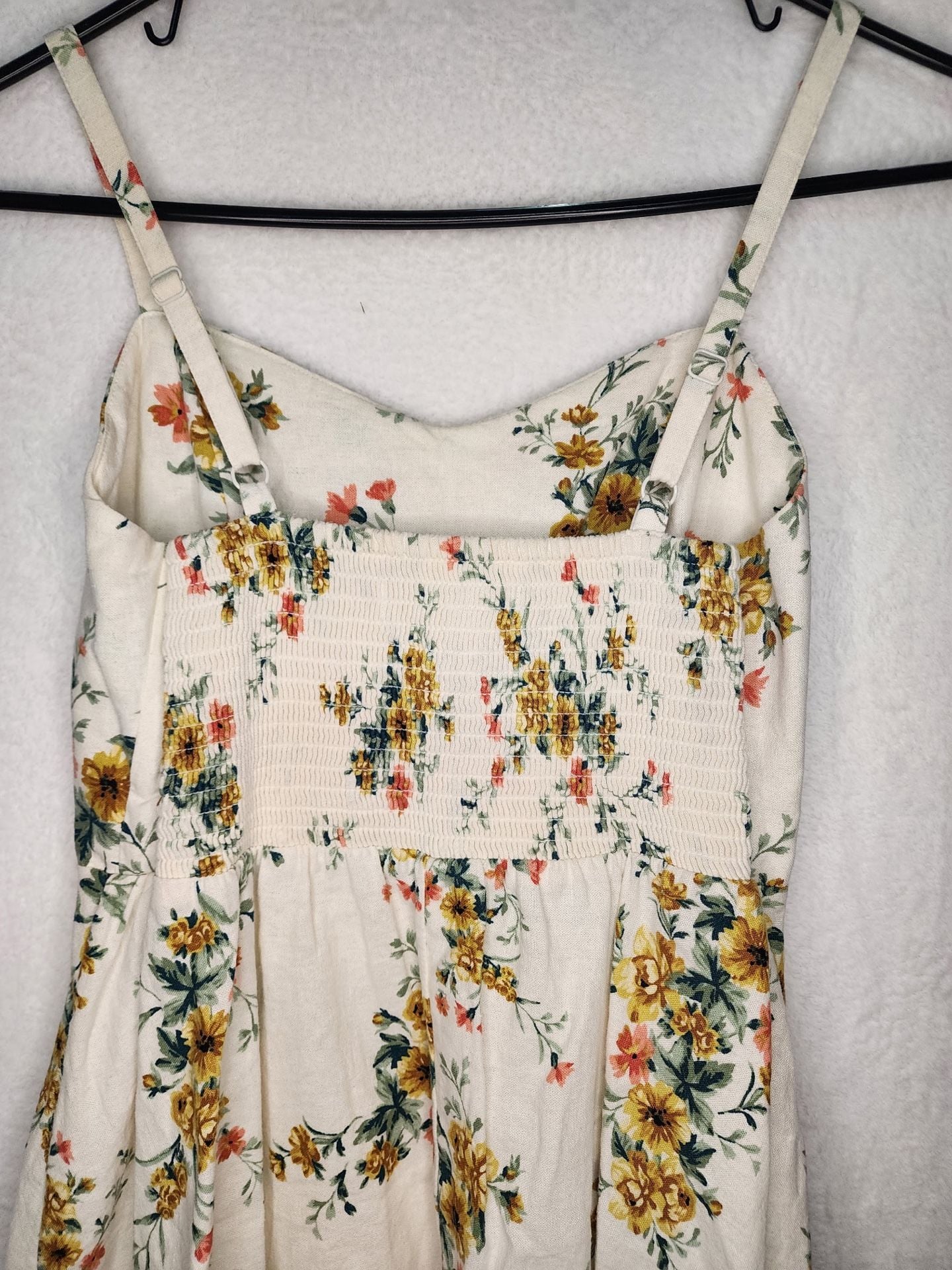 Old Navy Cami Dress Size S Floral Cream Yellow Spaghetti Strap Midi 2