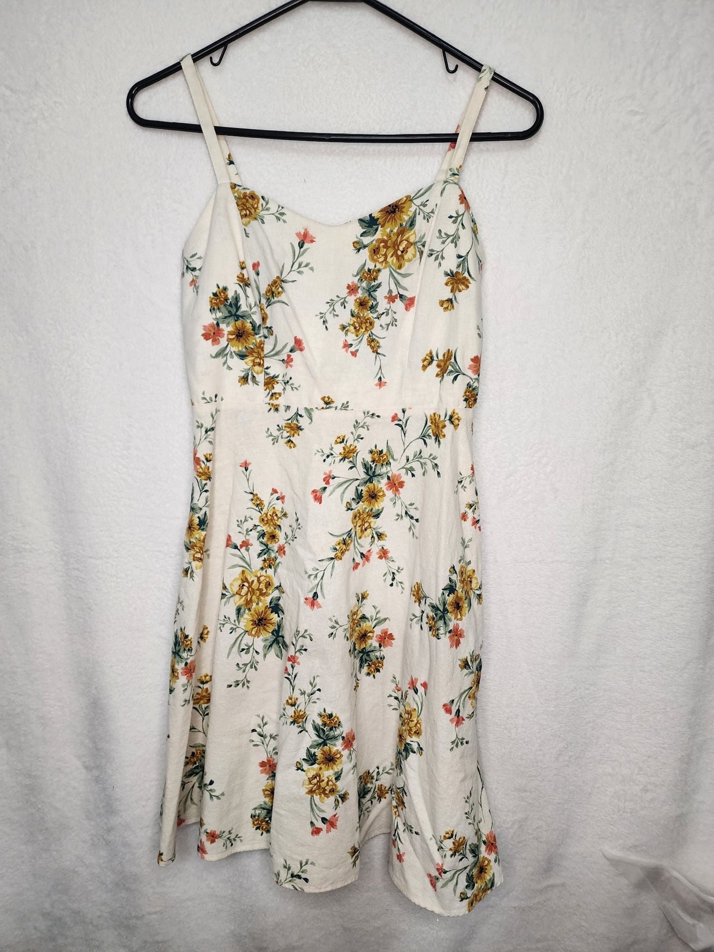 Old Navy Cami Dress Size S Floral Cream Yellow Spaghetti Strap Midi 3