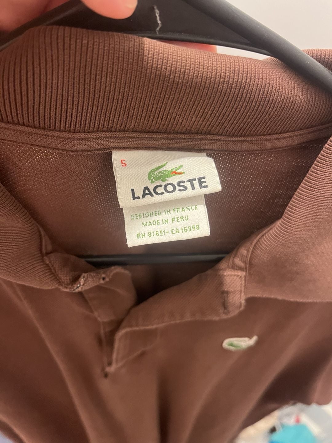 Lacoste Polo Shirt Size 5 Brown Short Sleeve Cotton 2