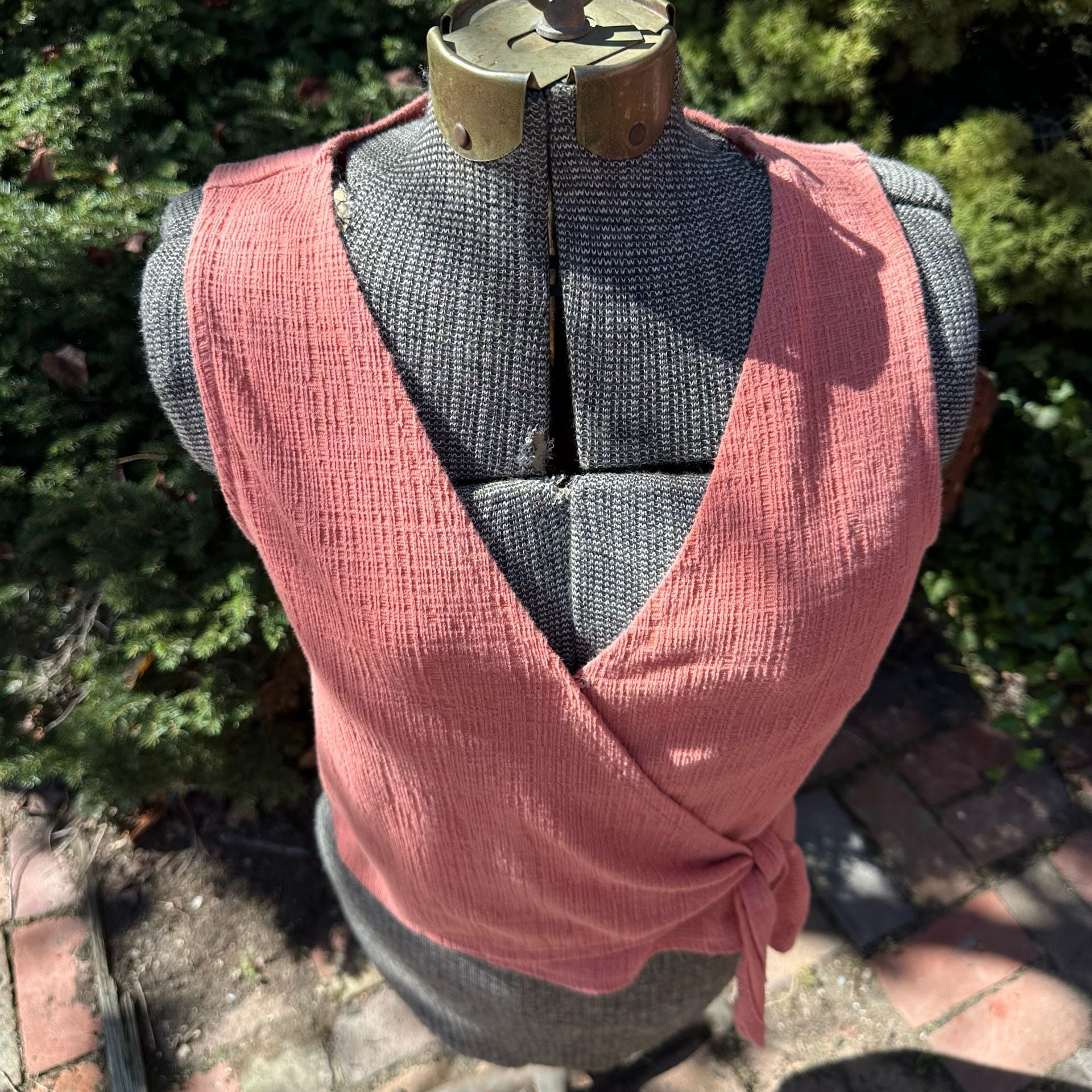 Madewell Texture & Thread Sweet Dahlia Wrap-Tie Tank Top Peach Pink Medium 4