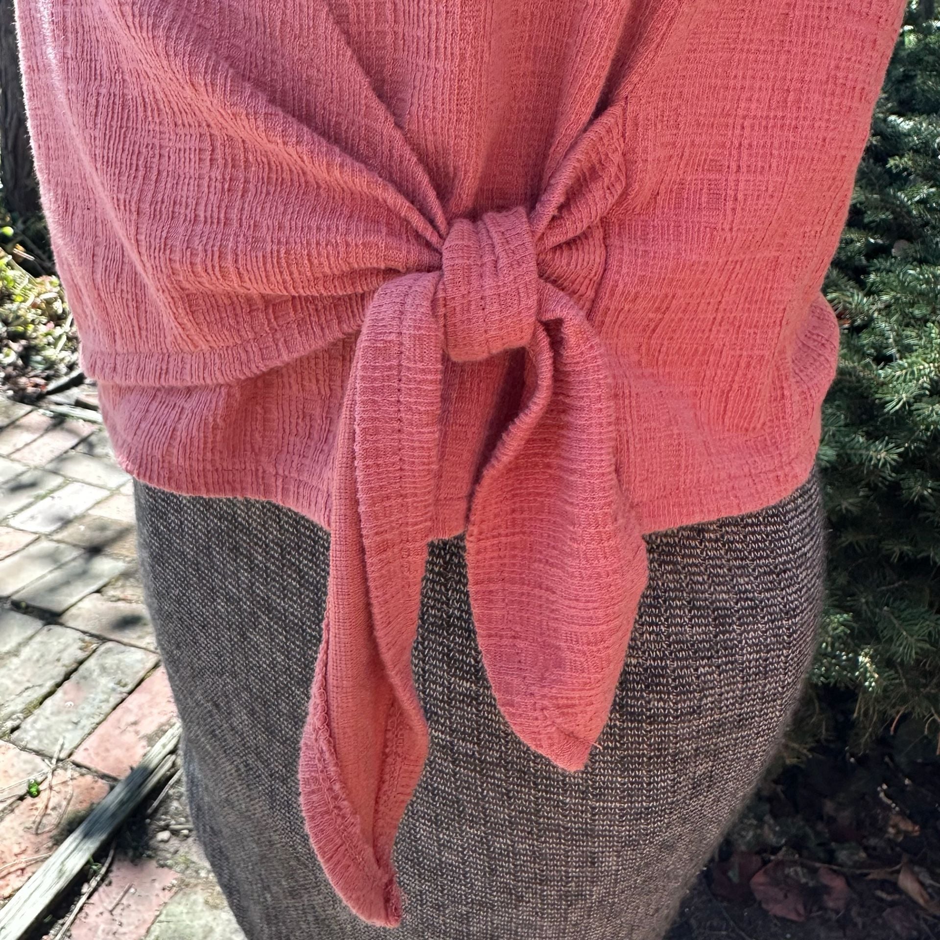Madewell Texture & Thread Sweet Dahlia Wrap-Tie Tank Top Peach Pink Medium 6