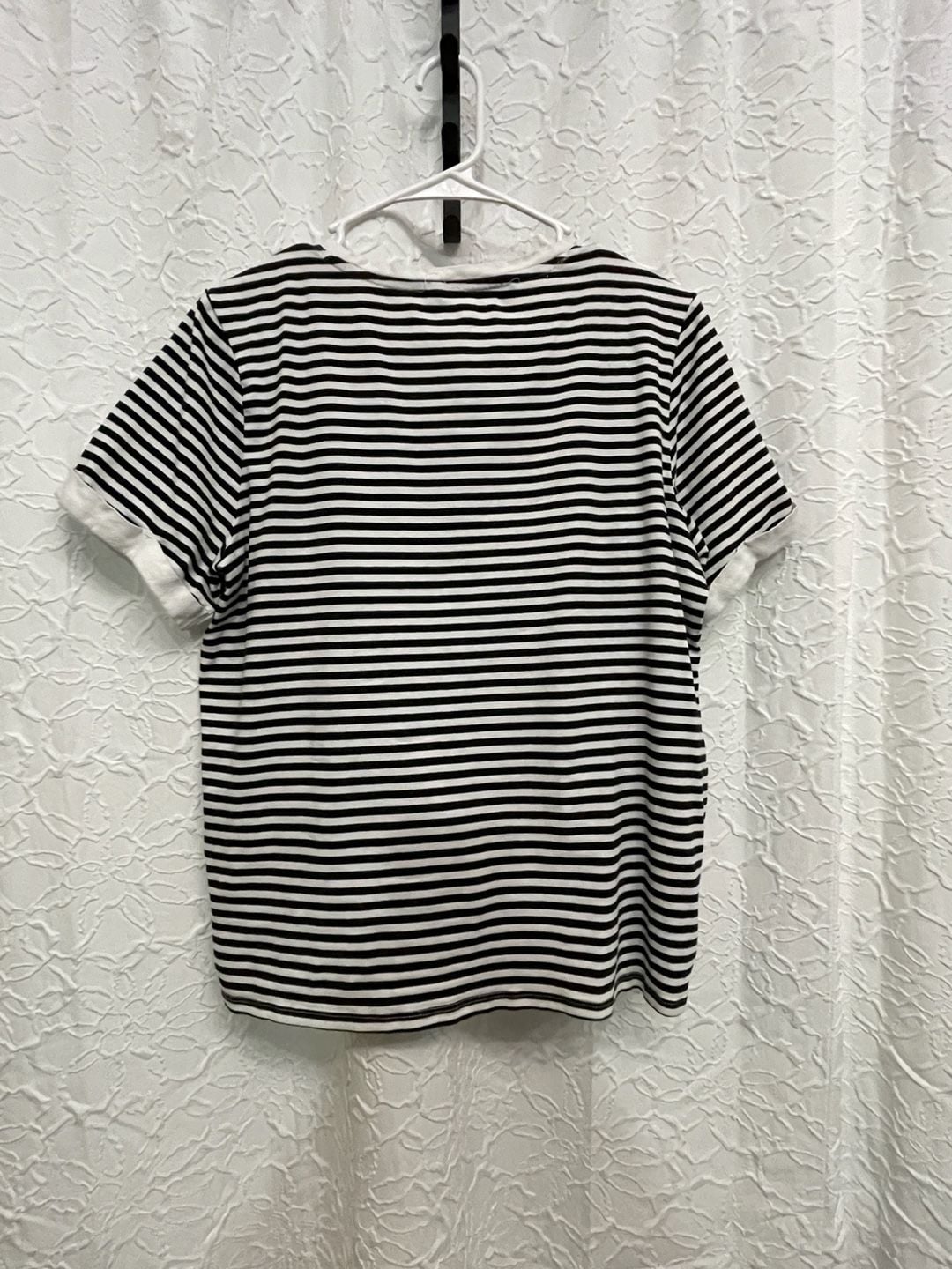 Tommy Hilfiger Sport Black White Striped Front Knot T Shirt Large L Embroidered 3