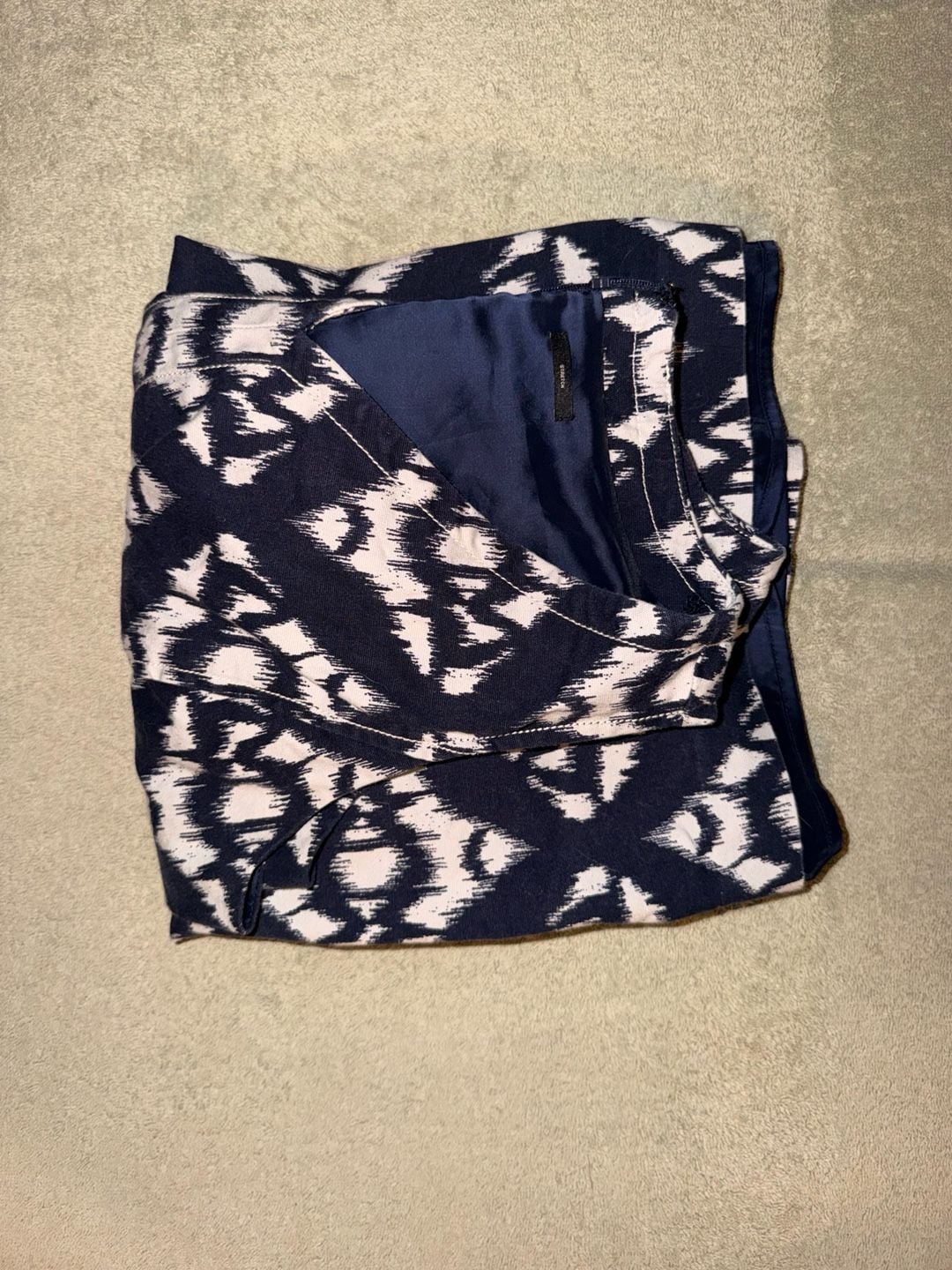 Talbots Sleeveless Dress Size 12 Blue White Ikat Geometric V-Neck 9