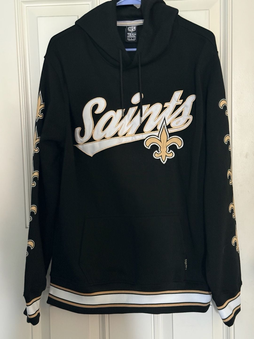 NFL Team Apparel New Orleans Saints Hoodie Size L Black Pullover Sweatshirt 2