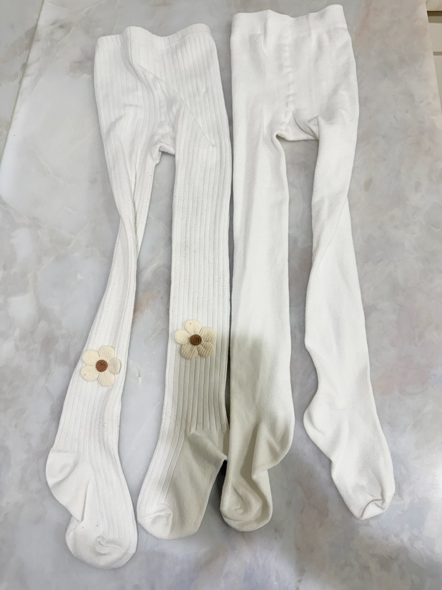 Girls White Floral Tights 1