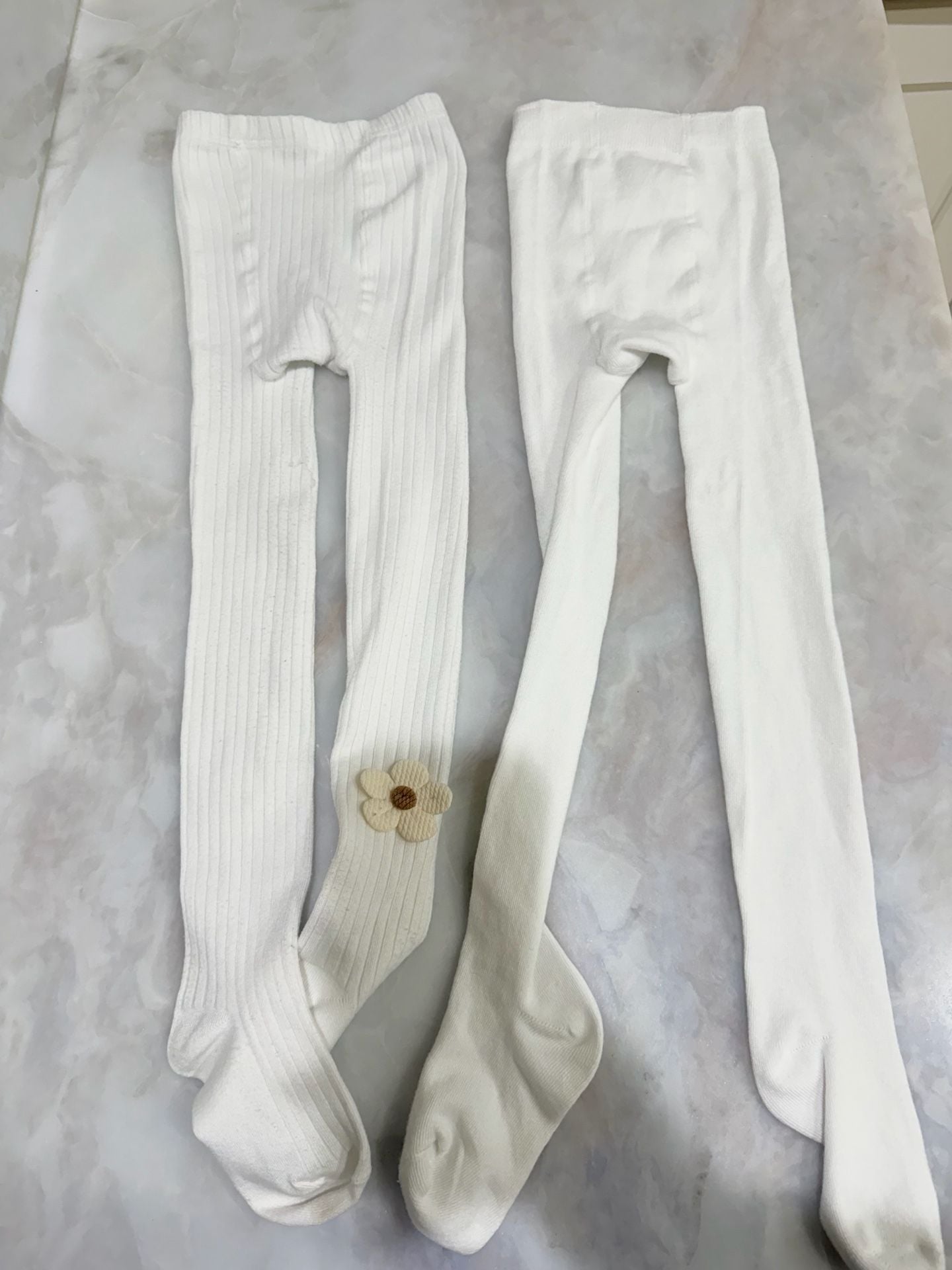 Girls White Floral Tights 5