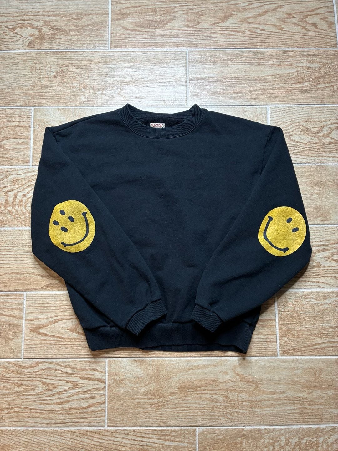 Kapital Eco Fleece Smiley Sweatshirt Black Size 4/XL 2
