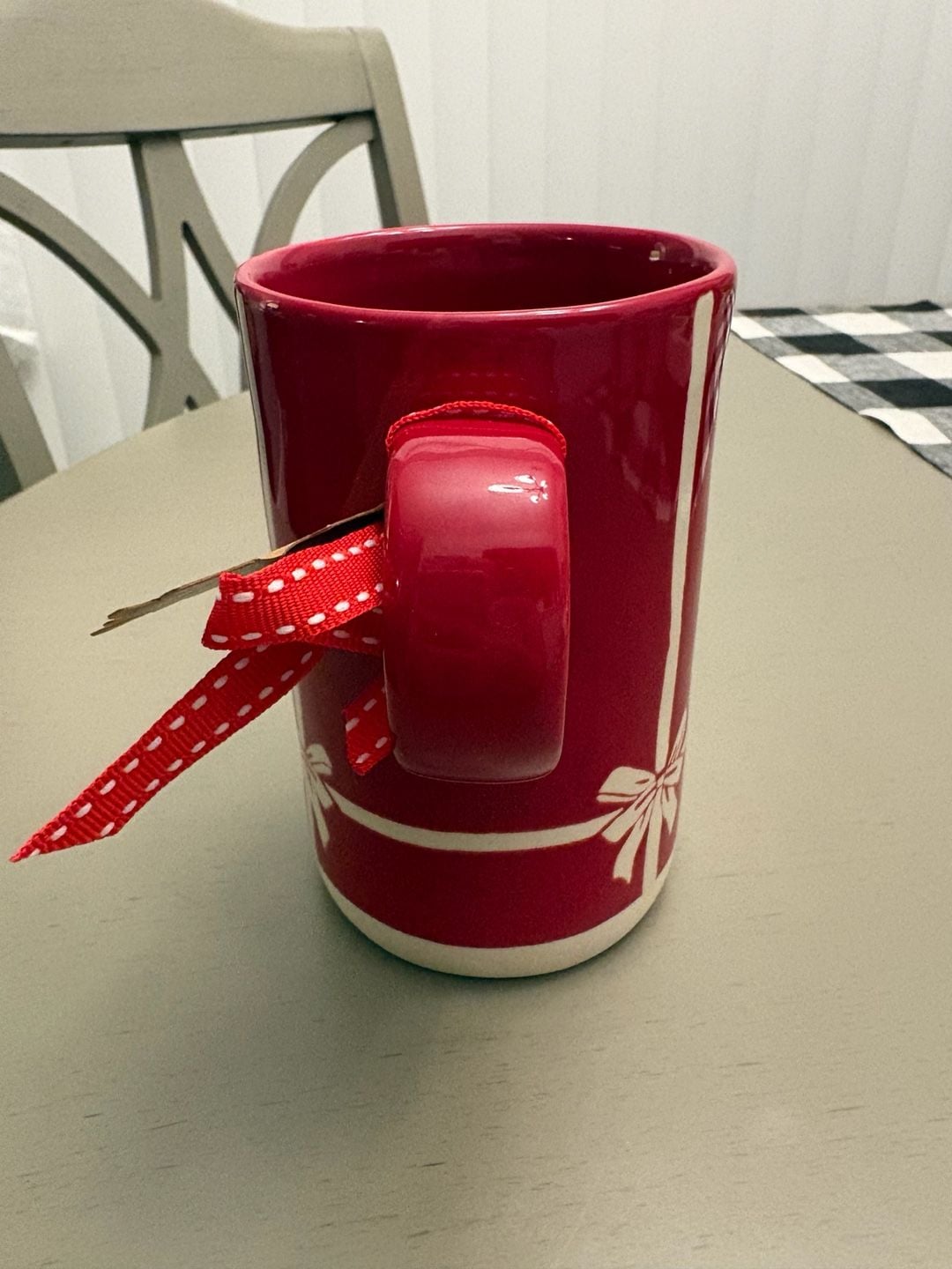 Rae Dunn Joy Christmas Gift Box Mug Red Ceramic 2