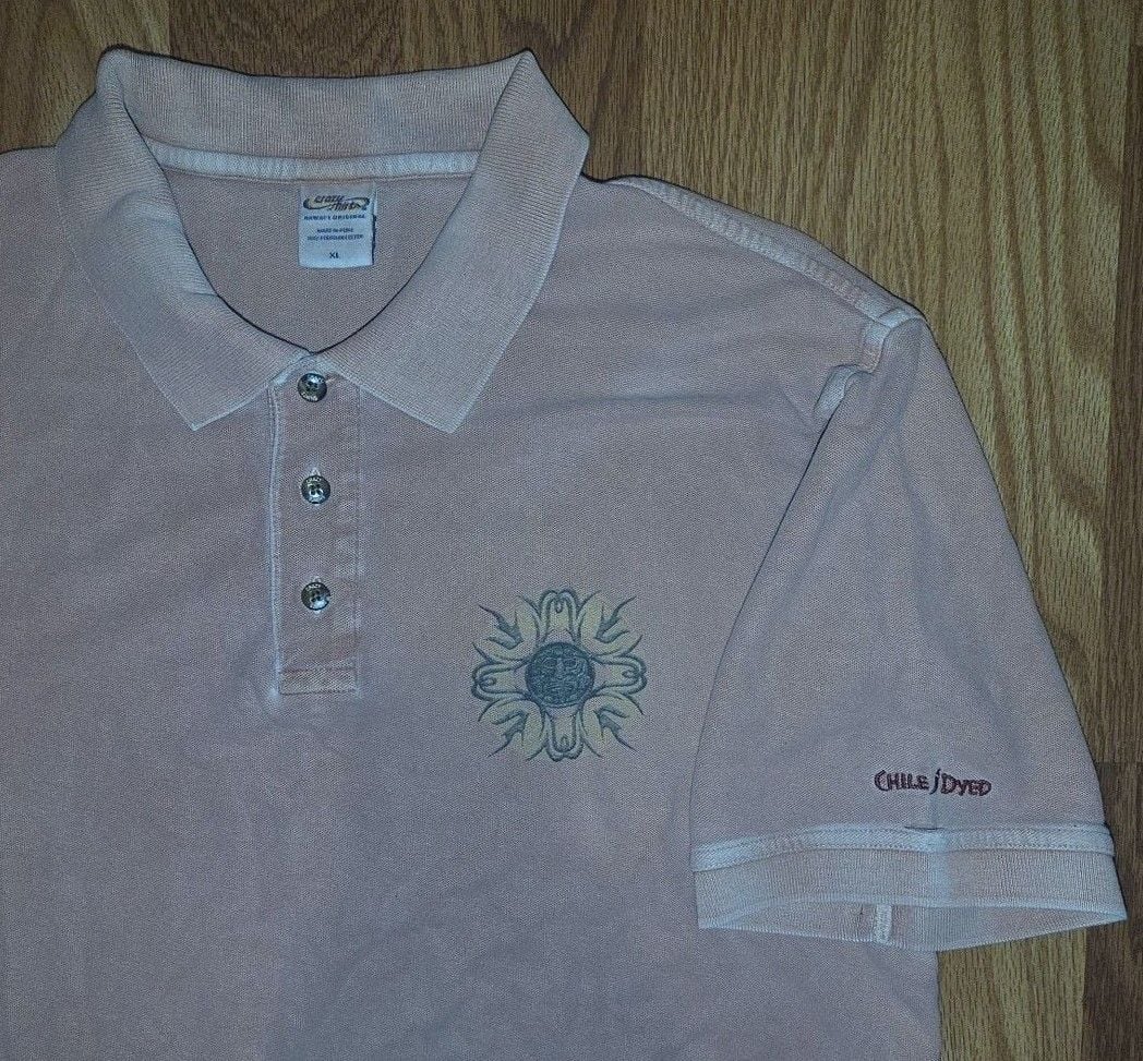 Crazy Shirt Polo Shirt Size XL Pink Chile Dyed Sun Graphic Short Sleeve 3