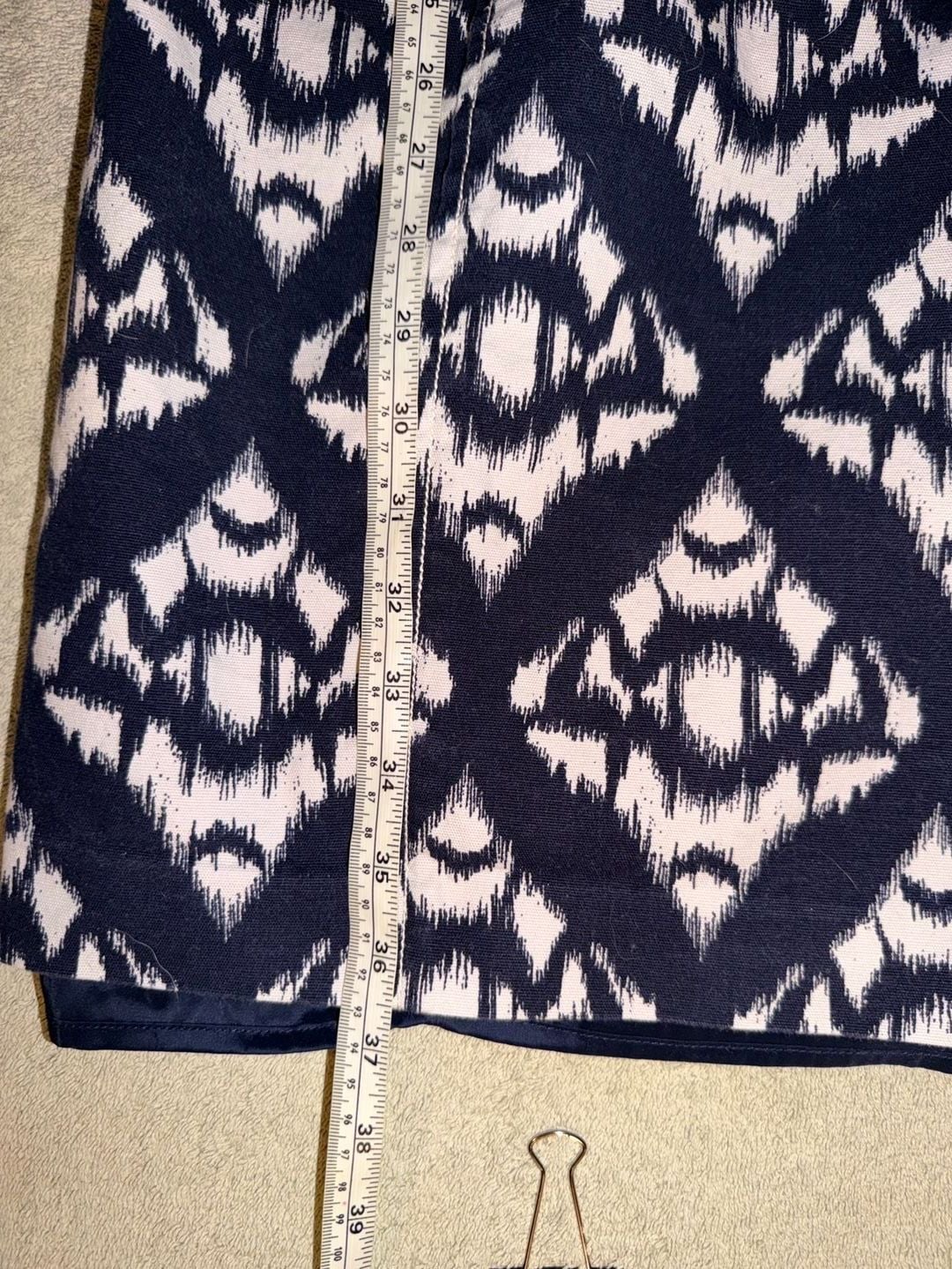 Talbots Sleeveless Dress Size 12 Blue White Ikat Geometric V-Neck 8