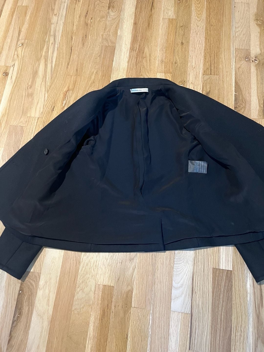 Balenciaga Double Breasted Wool Pea Coat Jacket Size 42 Black 7