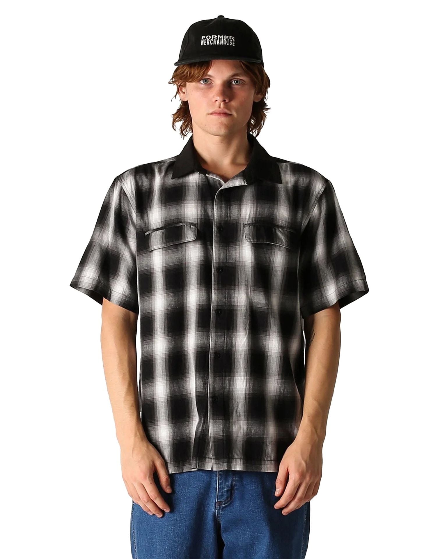 Former Broadcast Plaid S/S Button Shirt Size XXL Black White Skate 2