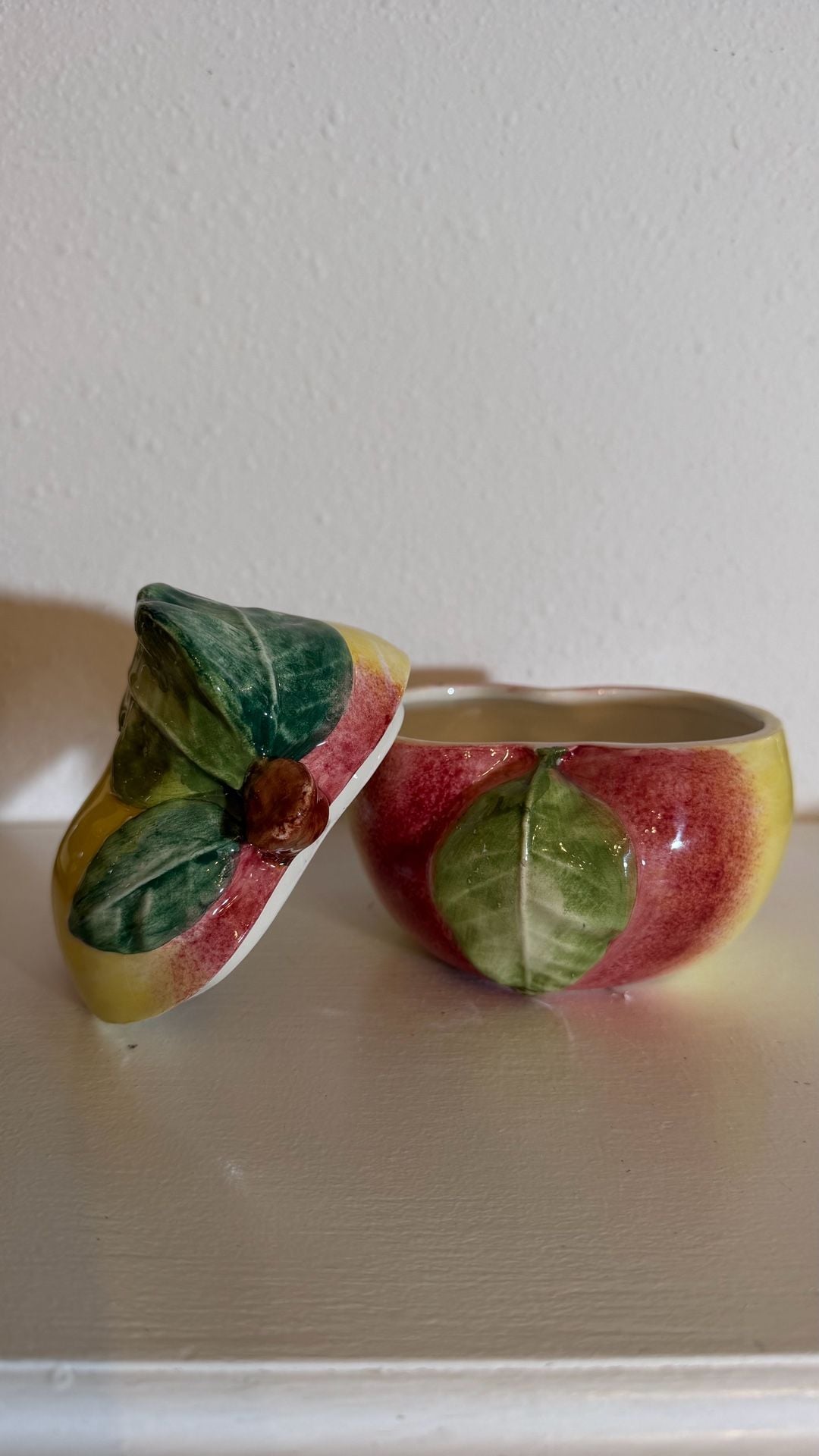 Vietri Italian Ceramic Apple Fruit Lidded Dish Trinket Jar Italy 3