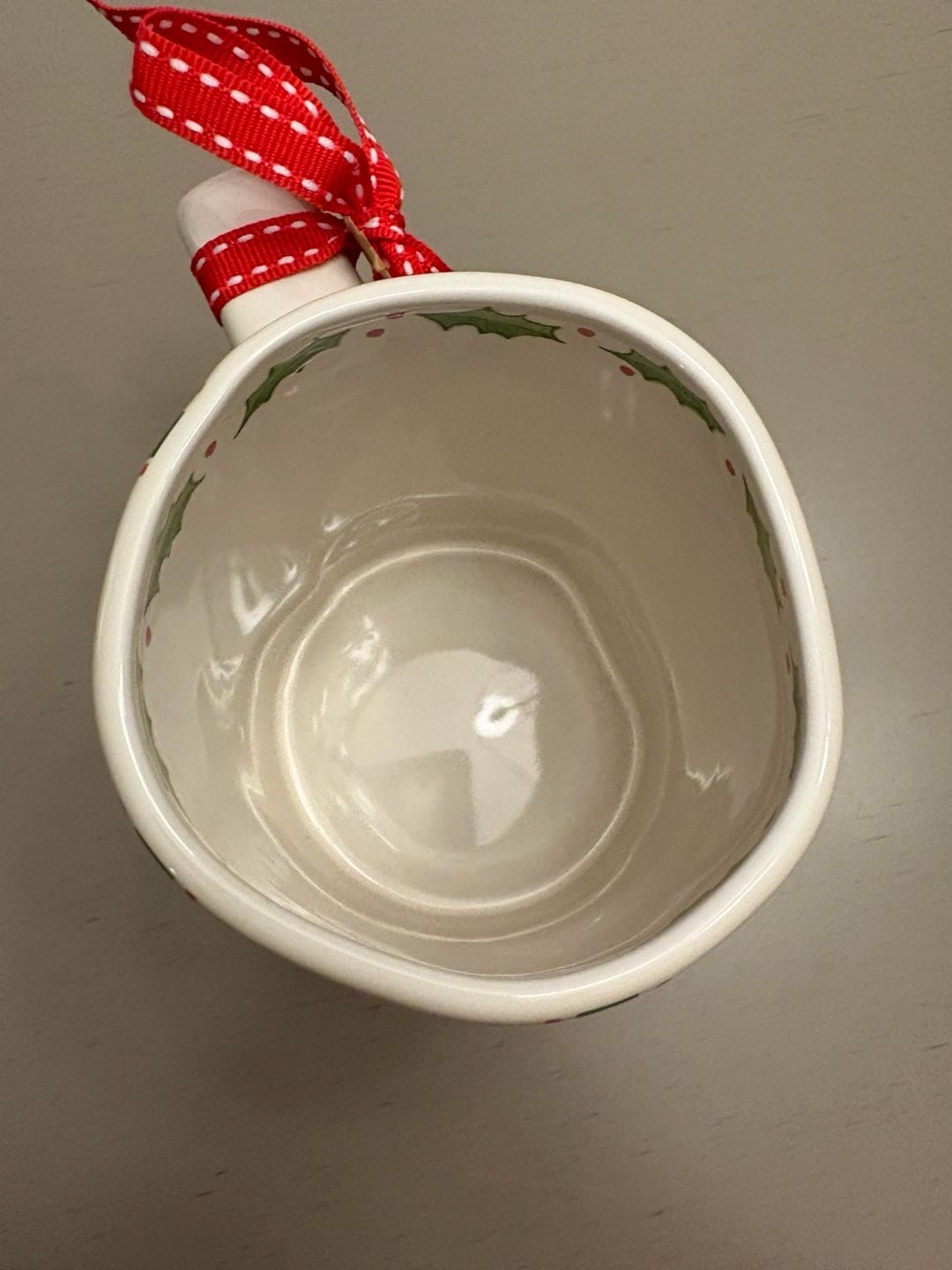 Rae Dunn Artisan Collection Holly Jolly Christmas Mug Plaid Ribbon 5