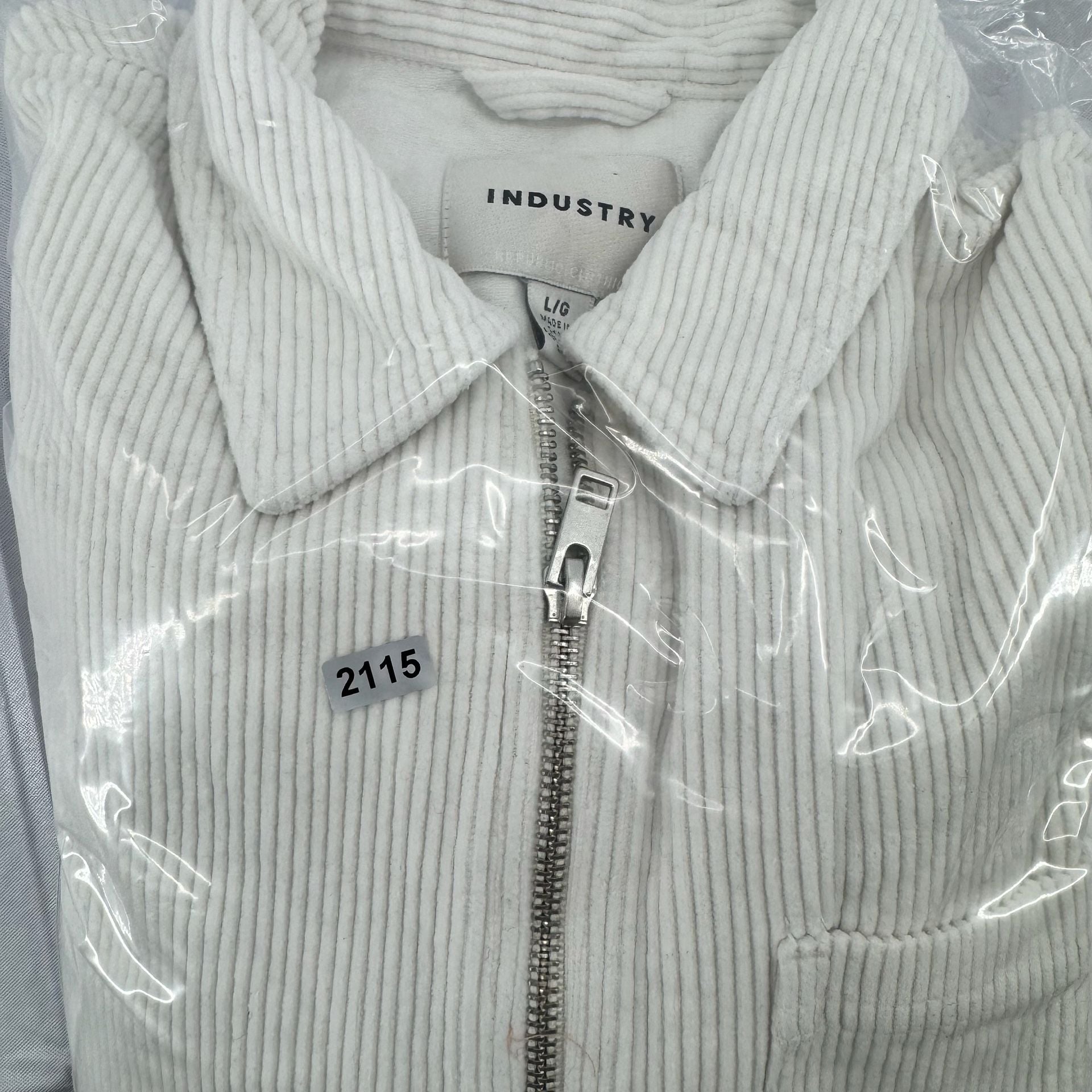 Industry Corduroy Zip Jacket Size L Cream 100% Cotton 7