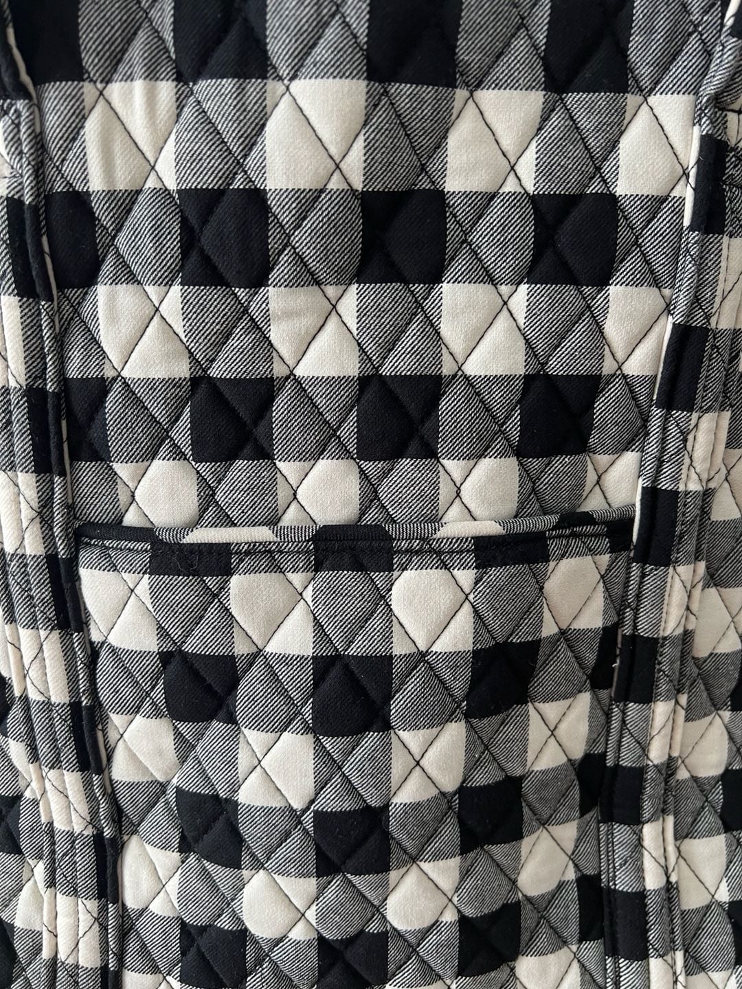 Vera Bradley Tote Bag Black White Buffalo Plaid Quilted 5