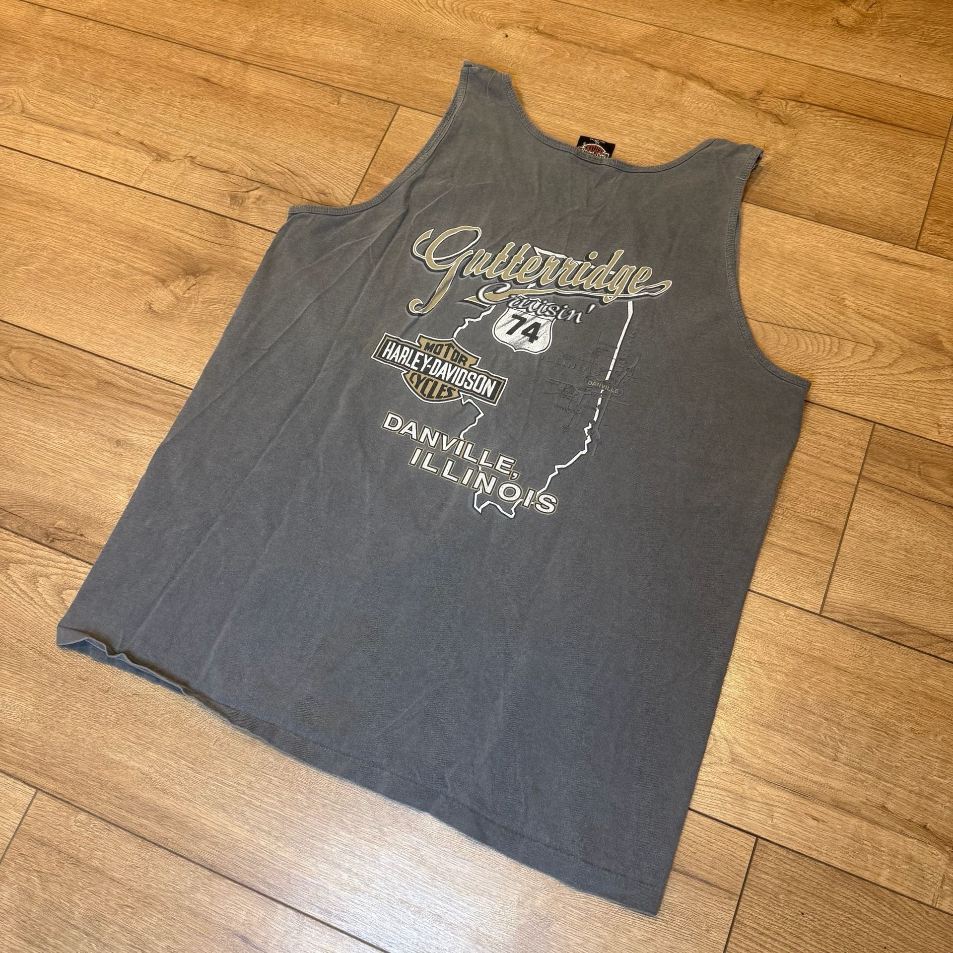 Harley-Davidson Gutteridge Danville Illinois Tank Top Size XL Gray 3