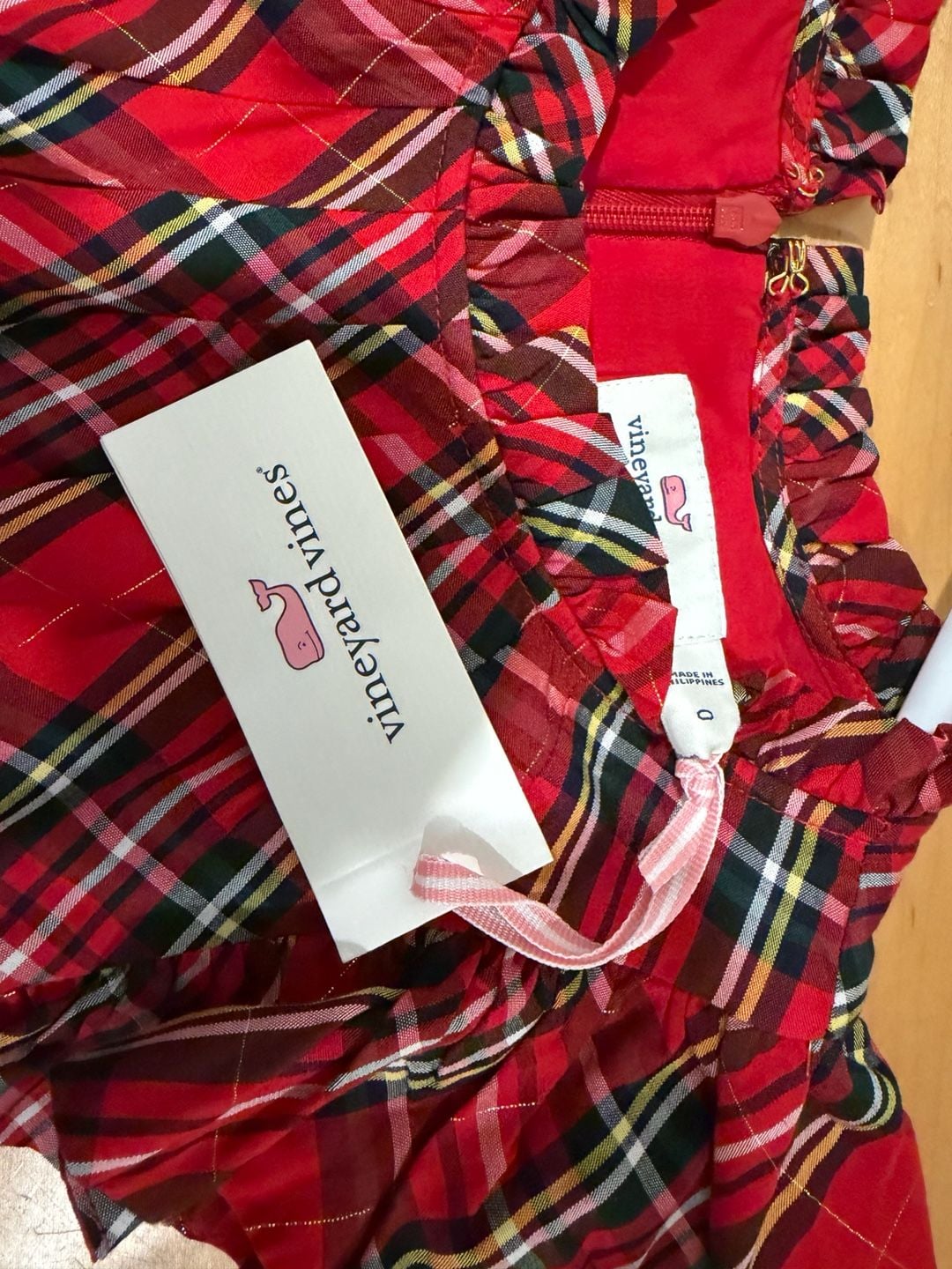 Cloquette Christmas Holidays Vineyard Vines Ruffle Sleeve Dress  7