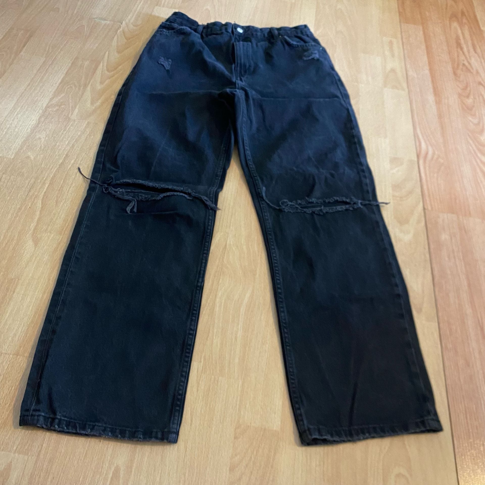 Bershka High Waist Straight Size 10 Black Jeans 2