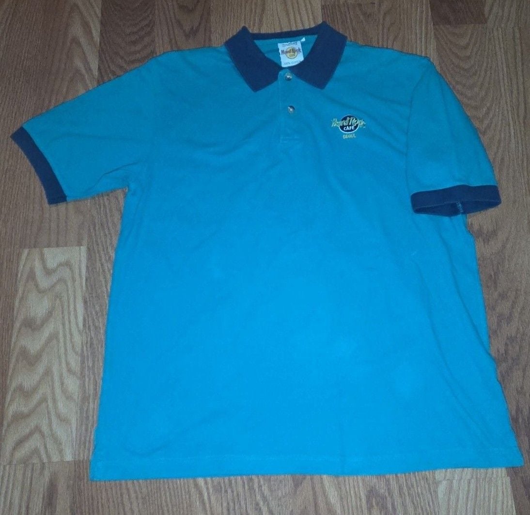 Hard Rock Cafe Seoul Polo Shirt Size XL Blue 2