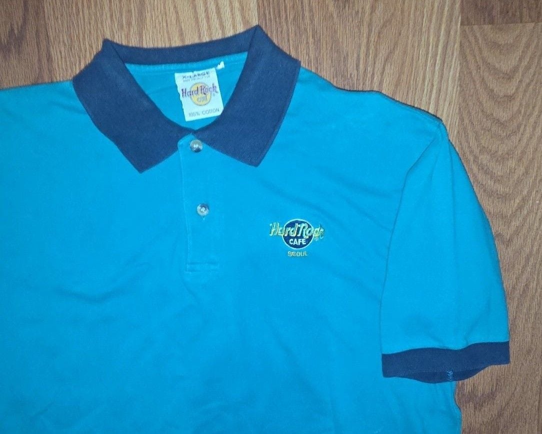 Hard Rock Cafe Seoul Polo Shirt Size XL Blue 3