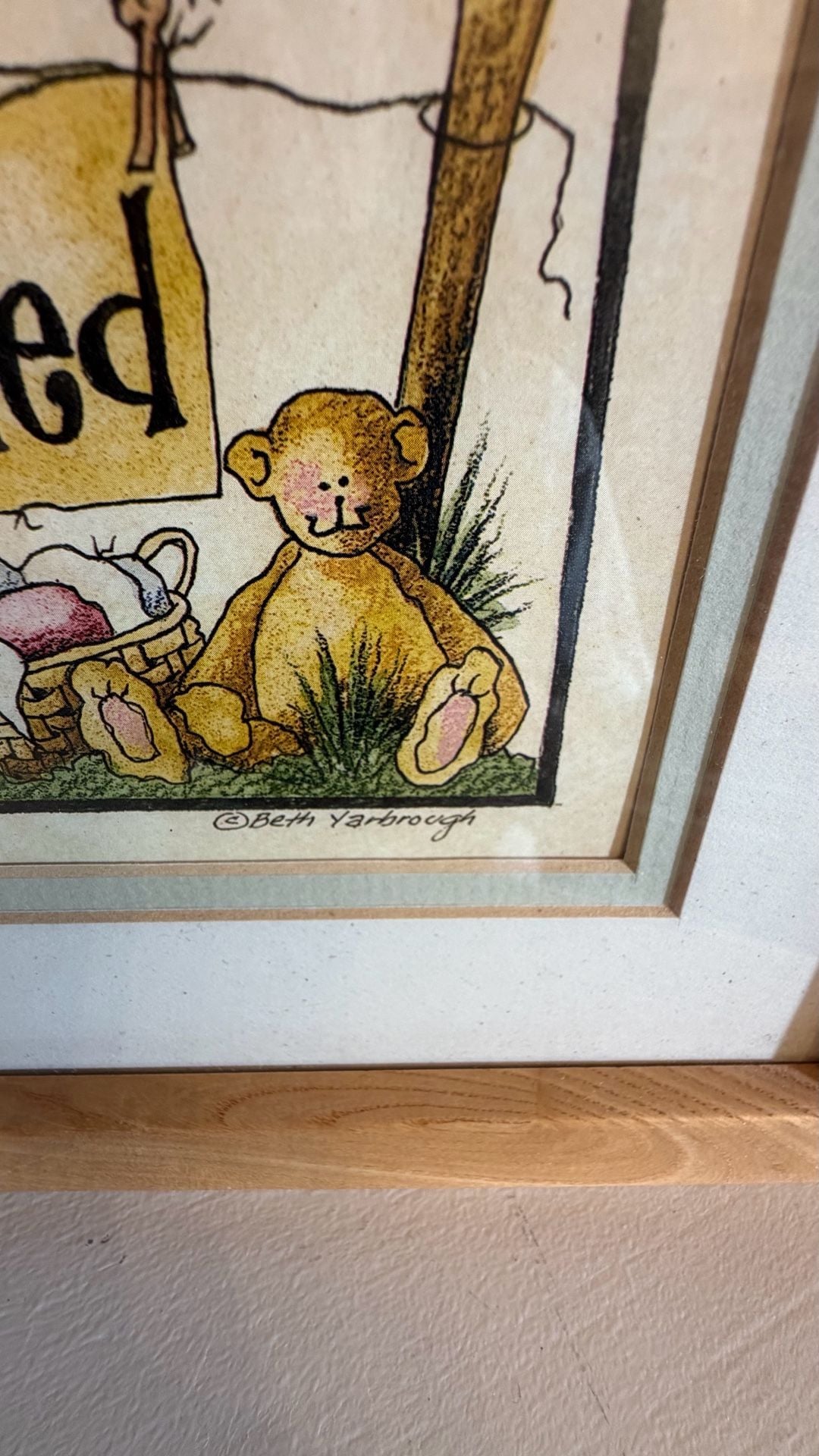 Beth Yarbrough Framed Art Print Help Wanted Country Folk Art Teddy Bear 2
