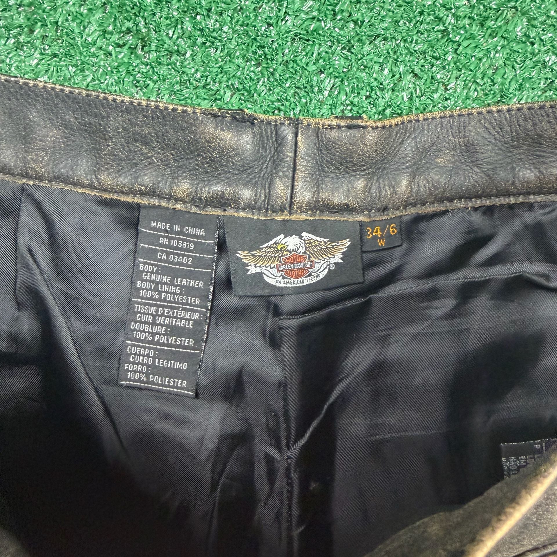 Harley-Davidson Leather Shorts Size 34/6 Distressed Black 3