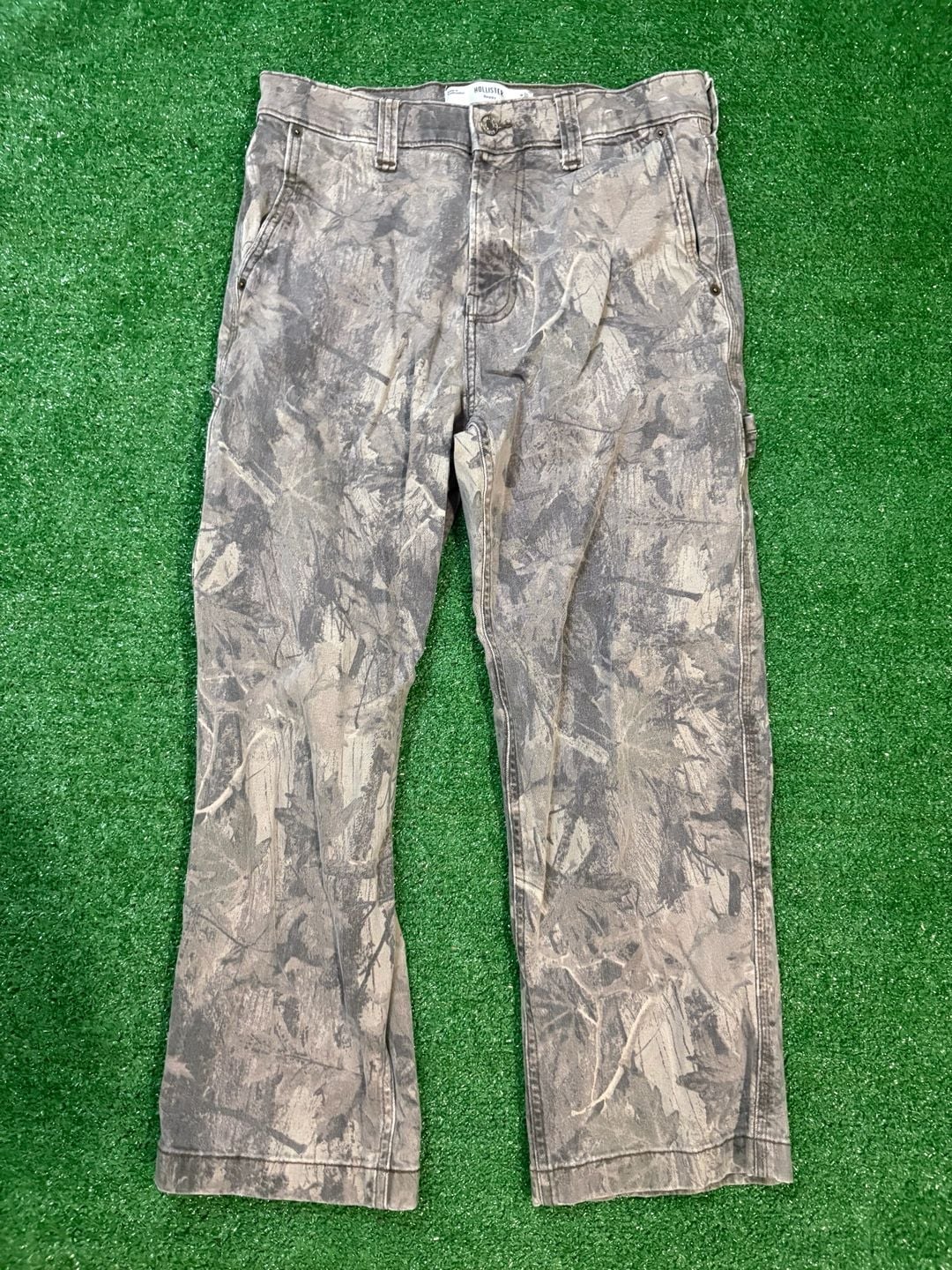 Hollister Baggy Cargo Pants W30 L28 Grey Camo Leaf Pattern Utility 2
