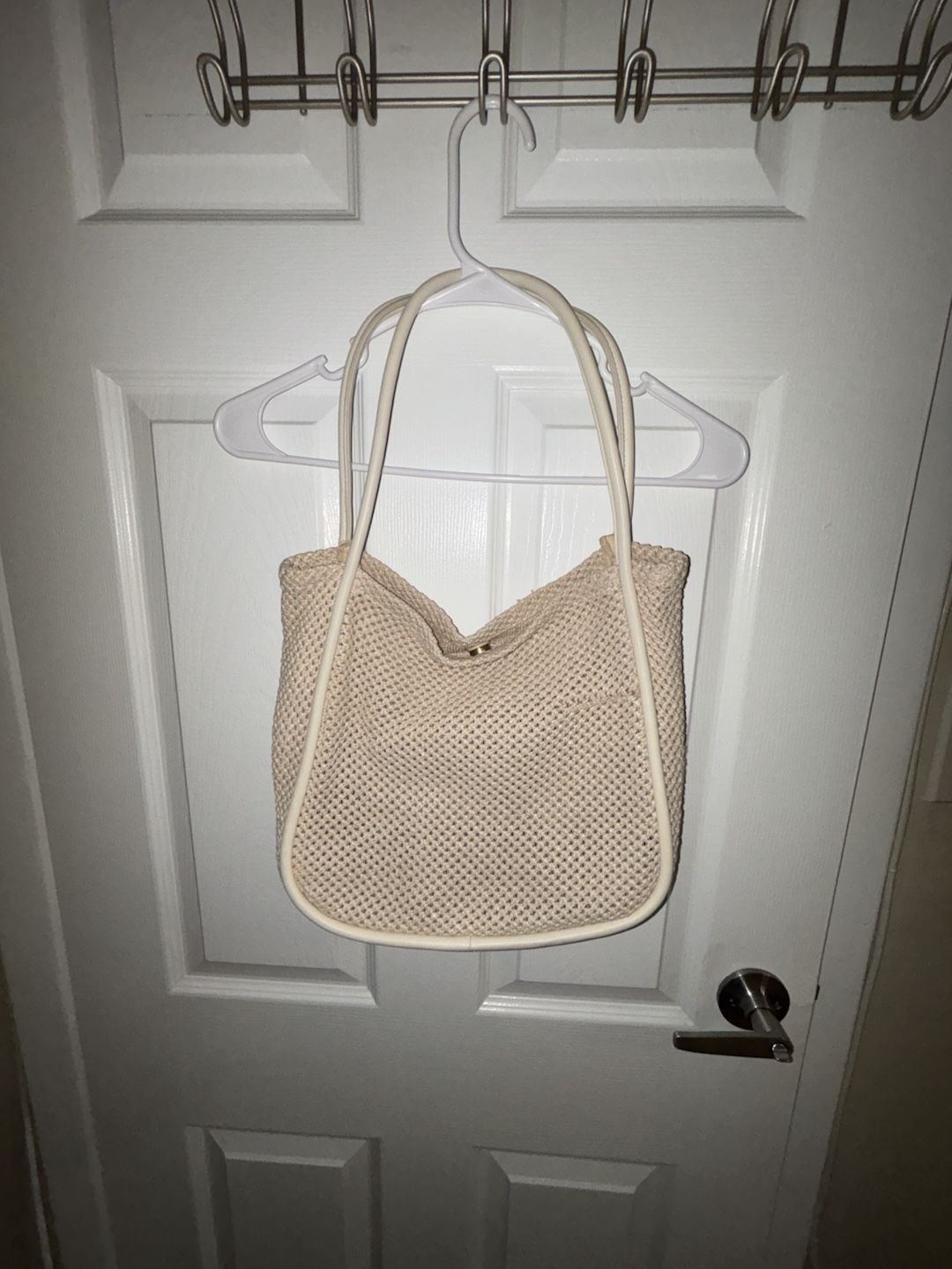 Cream Woven Straw Tote Bag 2