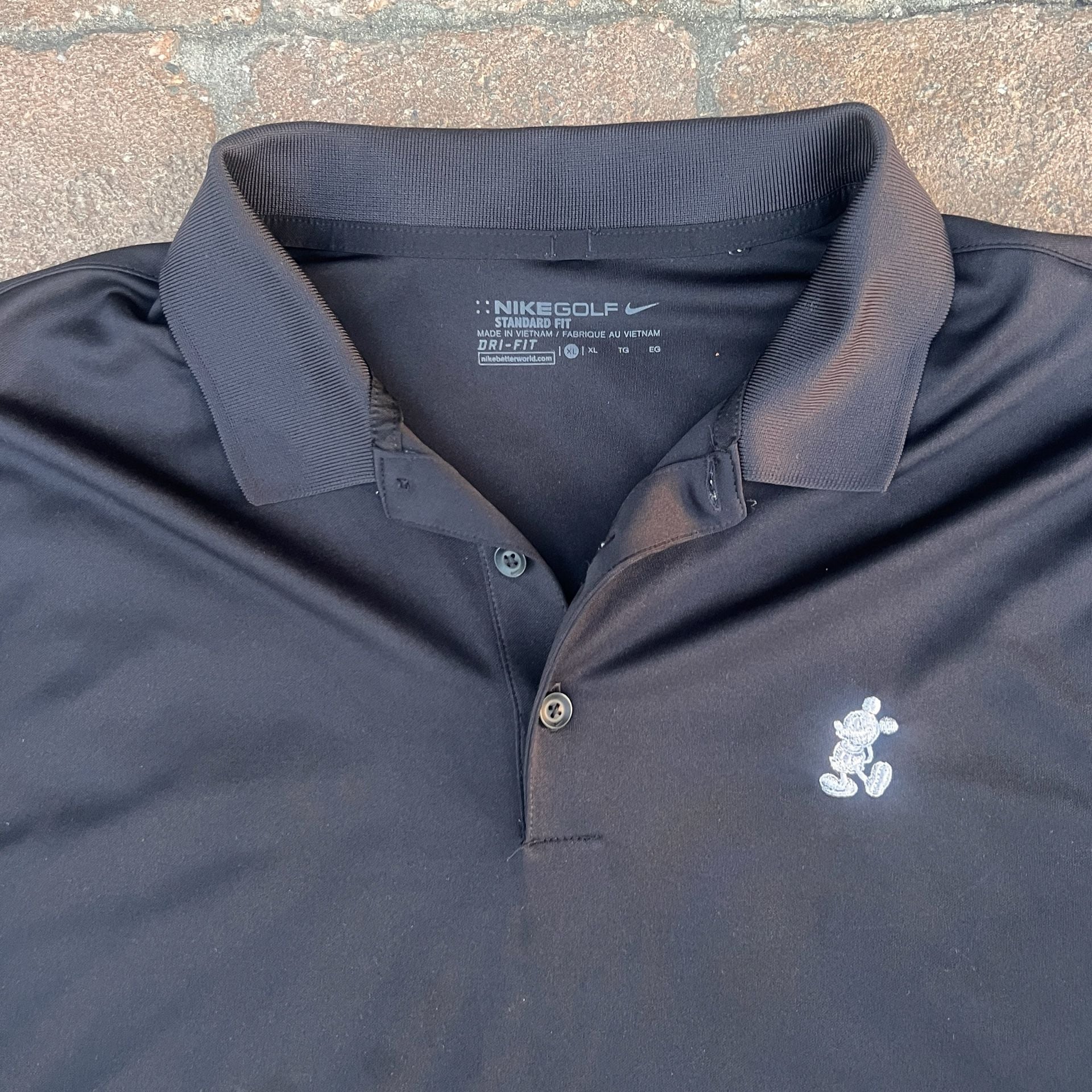 Nike DriFit Disney Parks Exclusive Mickey Mouse Black Golf Polo Shirt XL 2