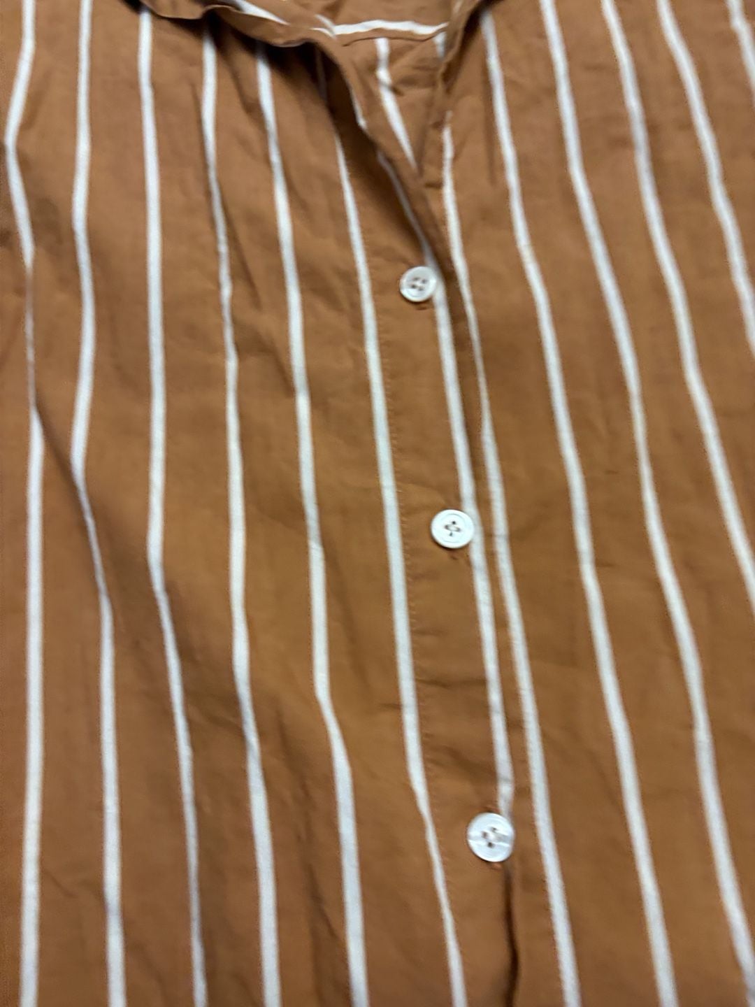 Faithfull The Brand Daija Button Down Maya Striped Shirt Size XS Brown 5