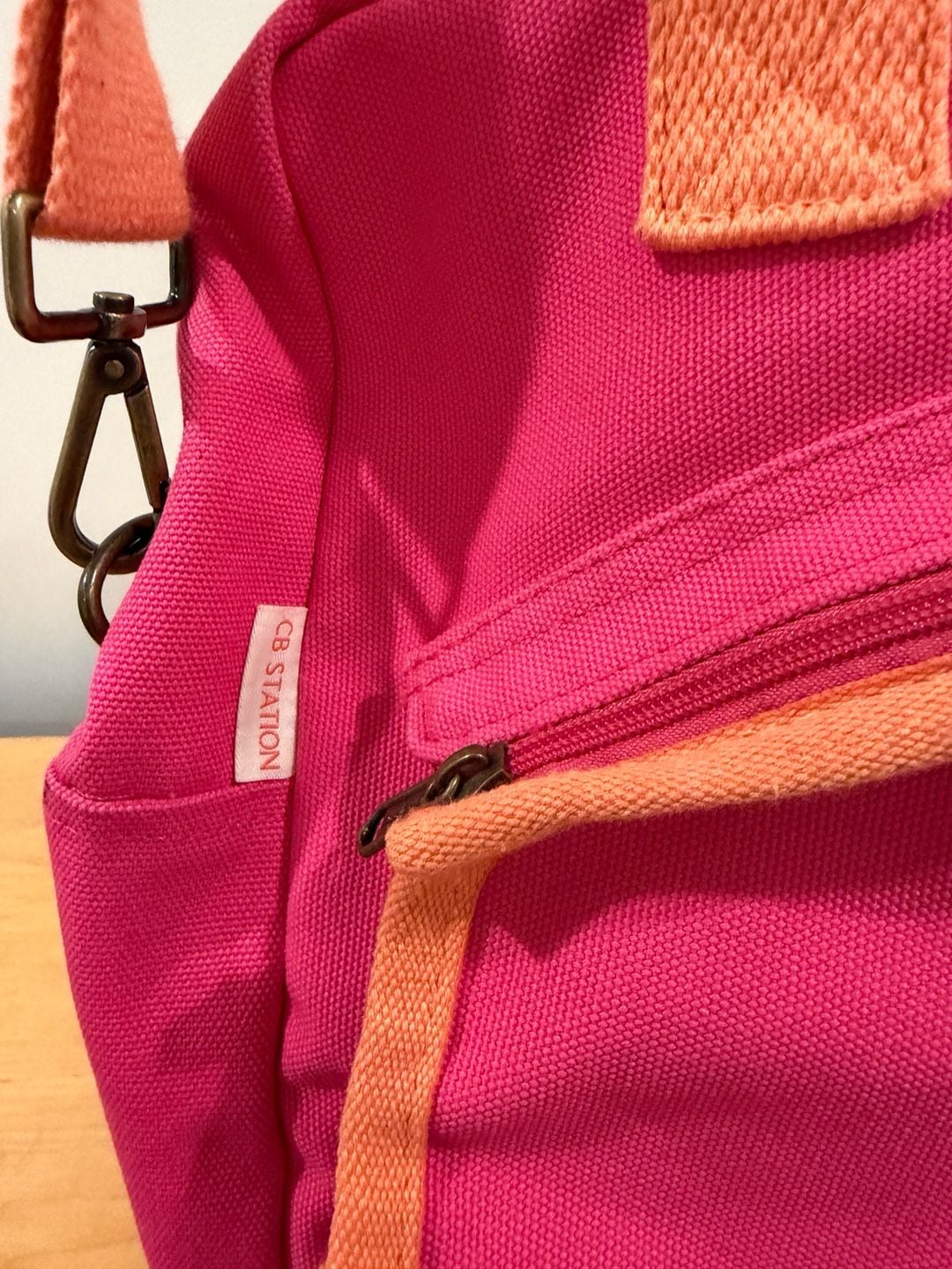 Cloquette Cb Station Pickleball Canvas Tote Bag Pink Orange Embroidered Paddles 4
